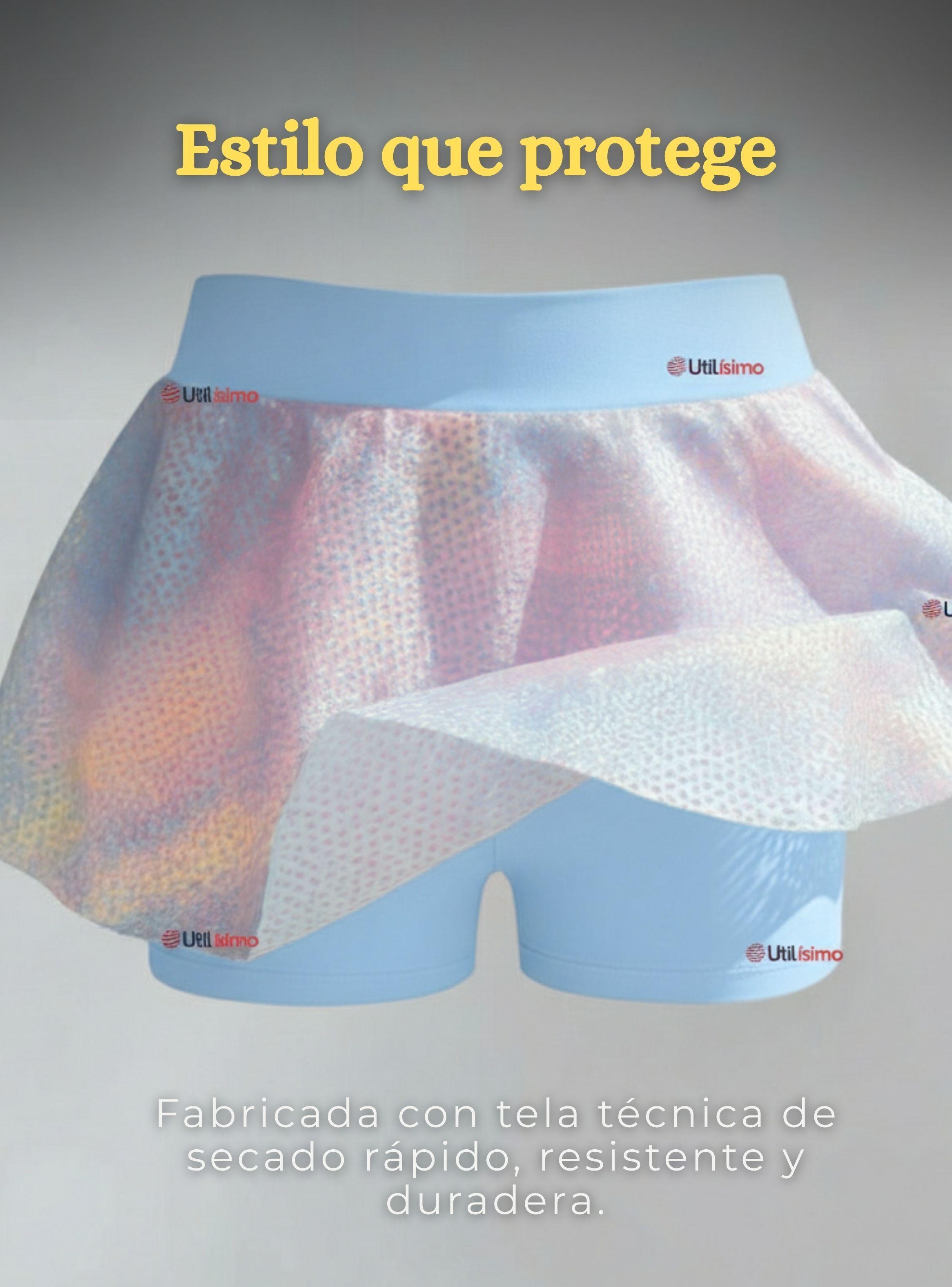 Traje De Baño Manga Corta Pantalón Corto Con Falda 2 Piezas Niña 6 a 13 Años Sea Beach azul-2