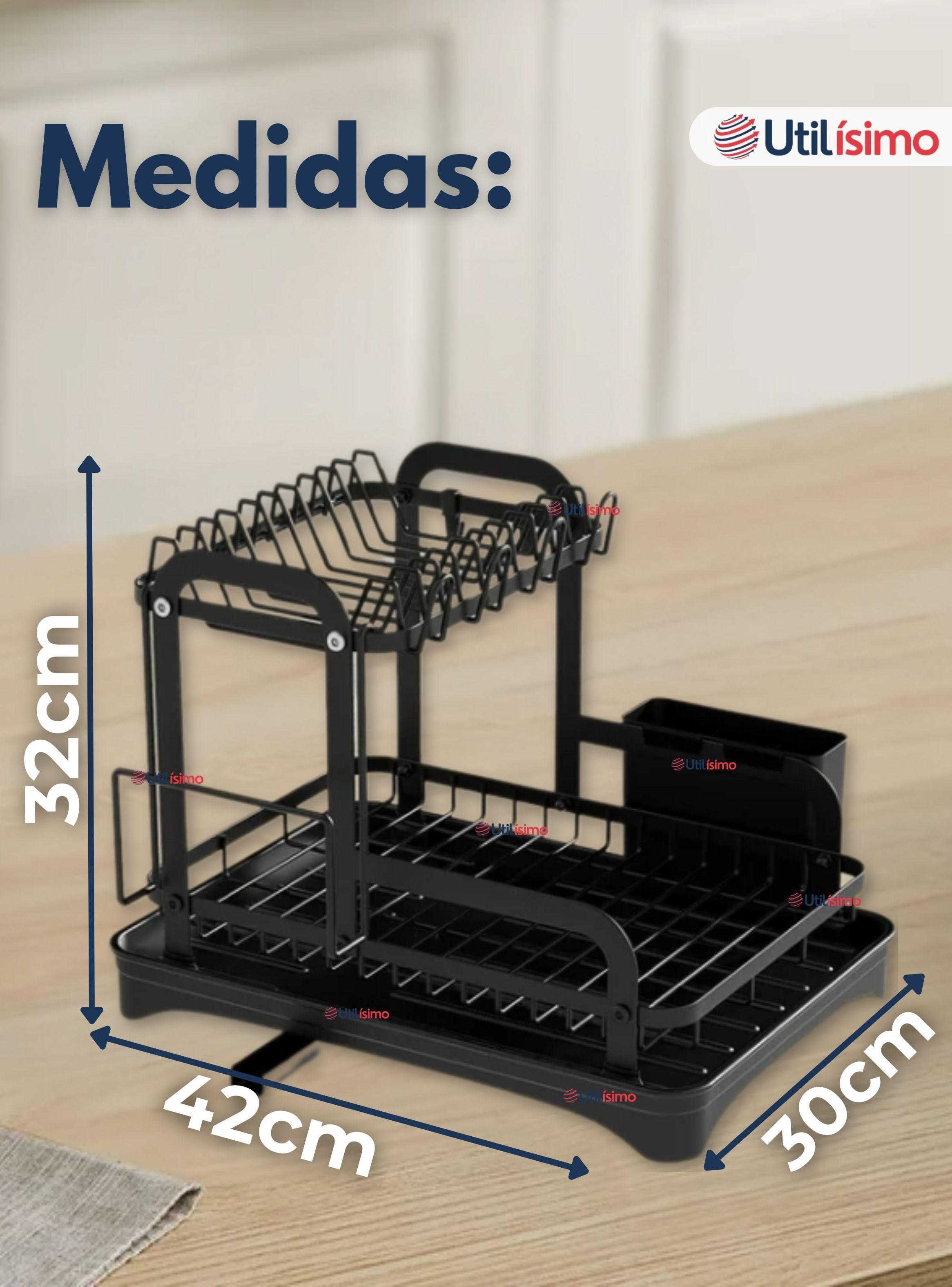 Secador Escurridor Para Platos Loza Vajilla 2 Niveles Drenaje Automático-3