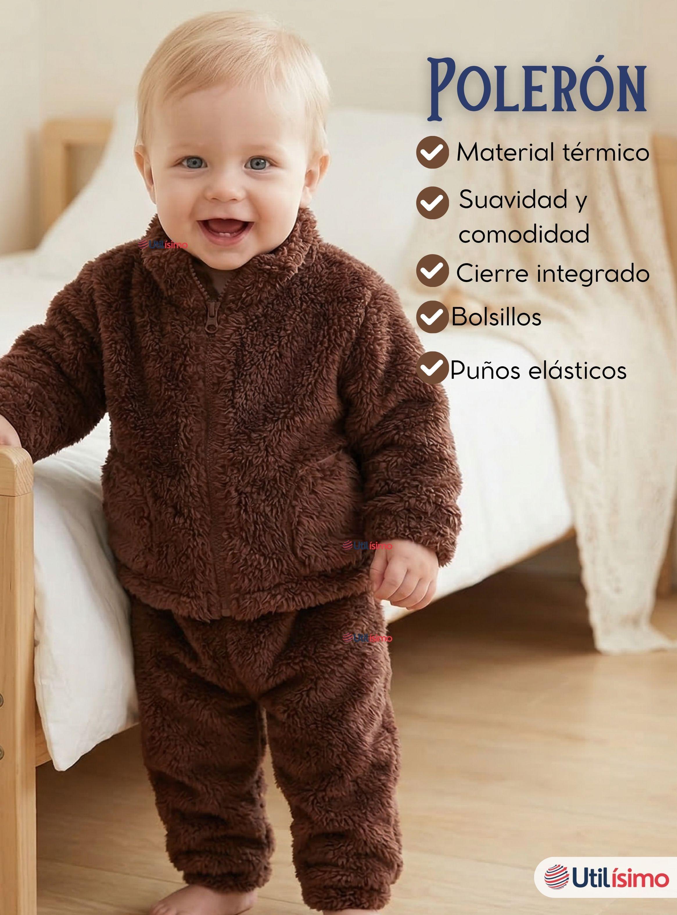Conjunto 2 Piezas Buzo Polerón Pantalón Bebe Niño de Poliéster Brown-3