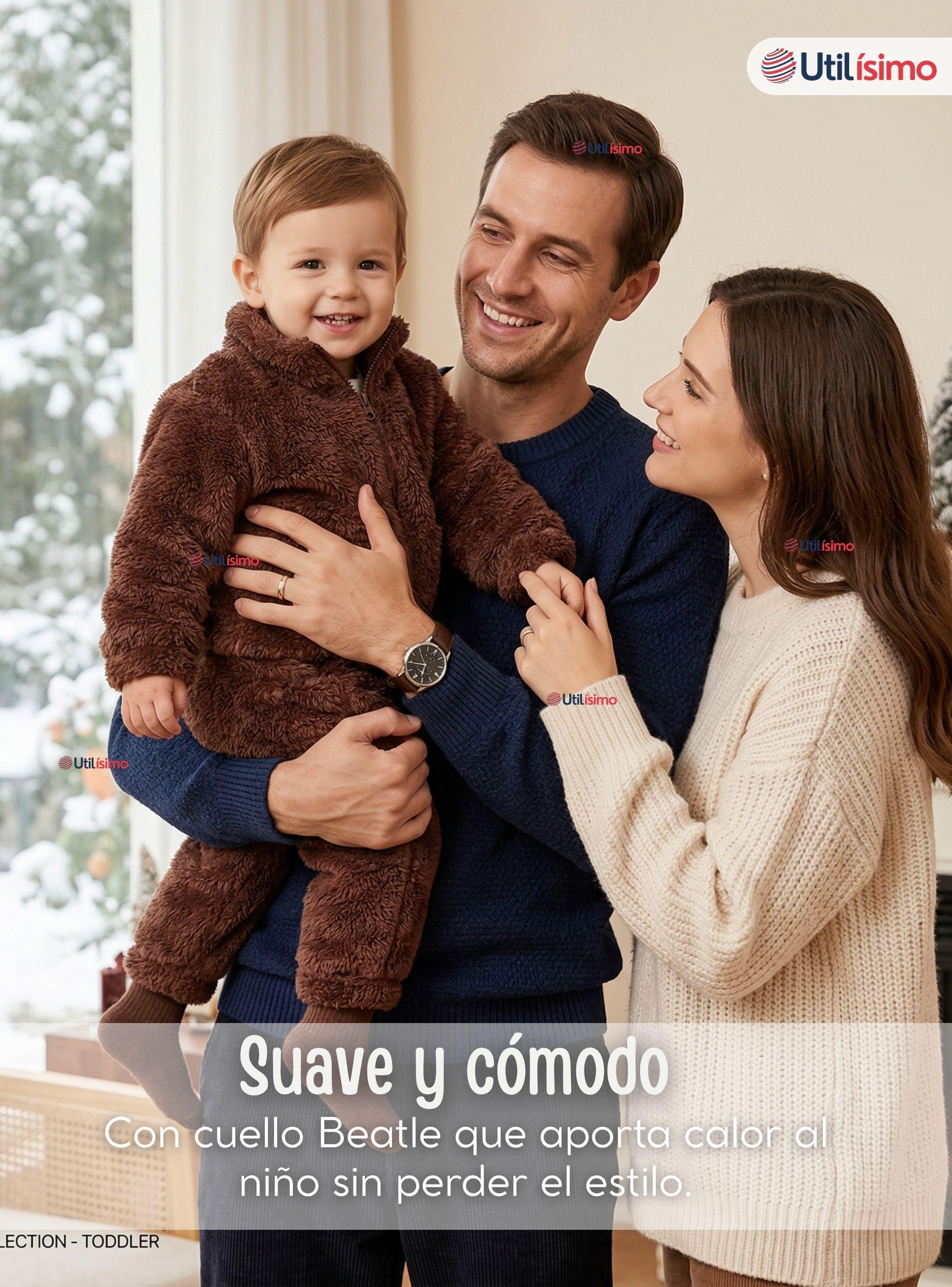 Conjunto 2 Piezas Buzo Polerón Pantalón Bebe Niño de Poliéster Brown-7