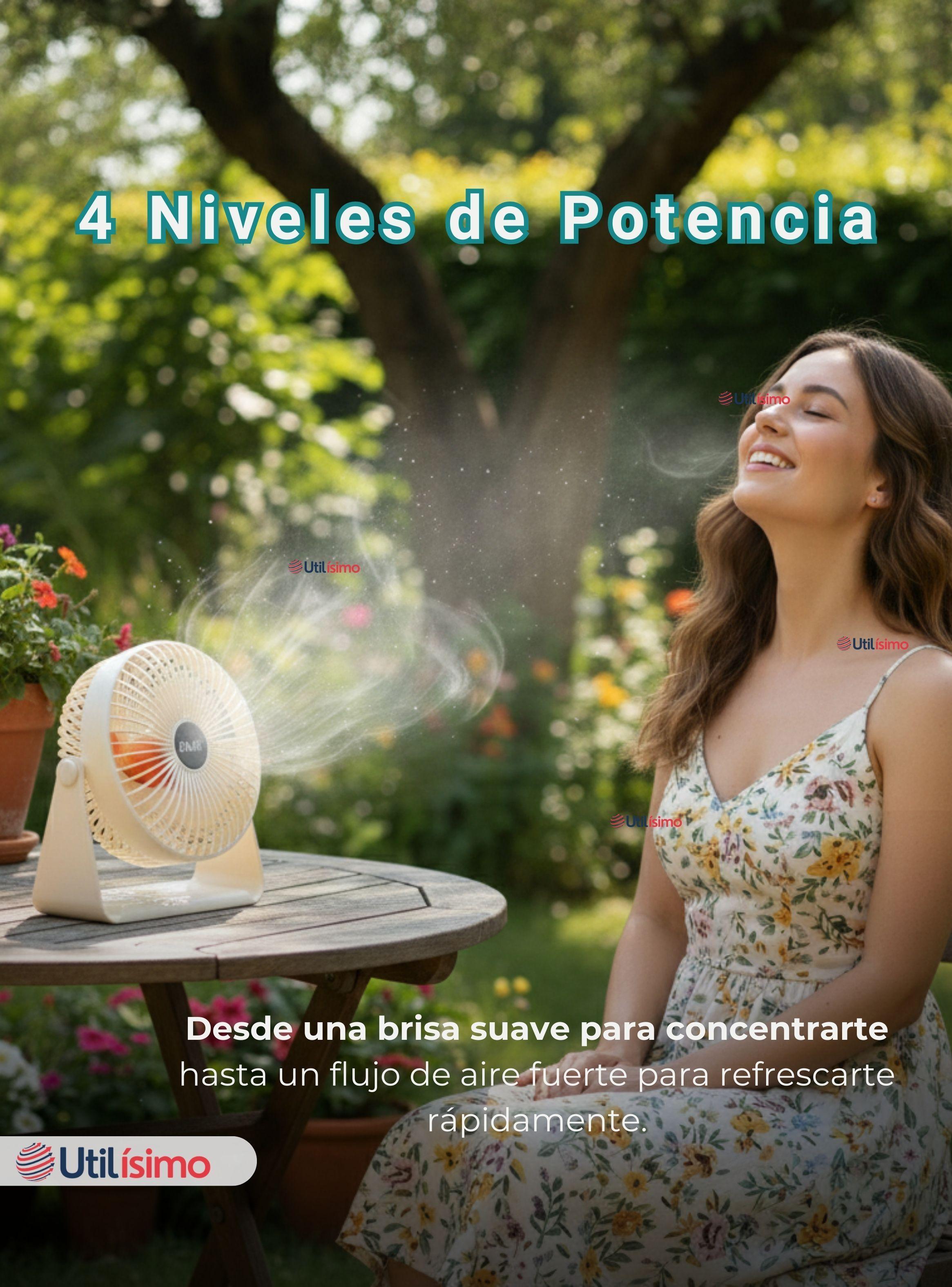 Mini Ventilador De Mesa Color Beige Silencioso Portátil Recargable USB-4