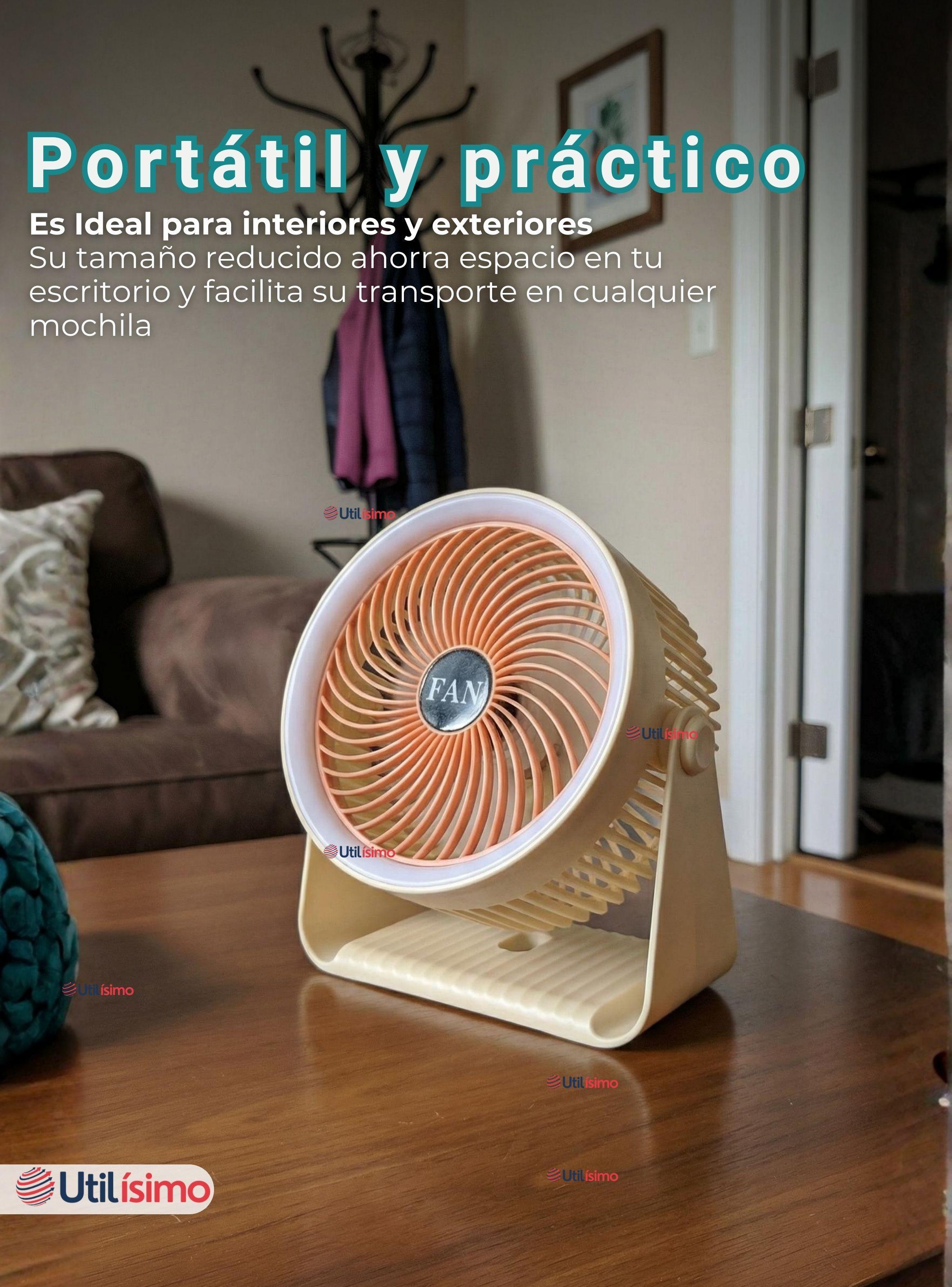 Mini Ventilador De Mesa Color Beige Silencioso Portátil Recargable USB-6