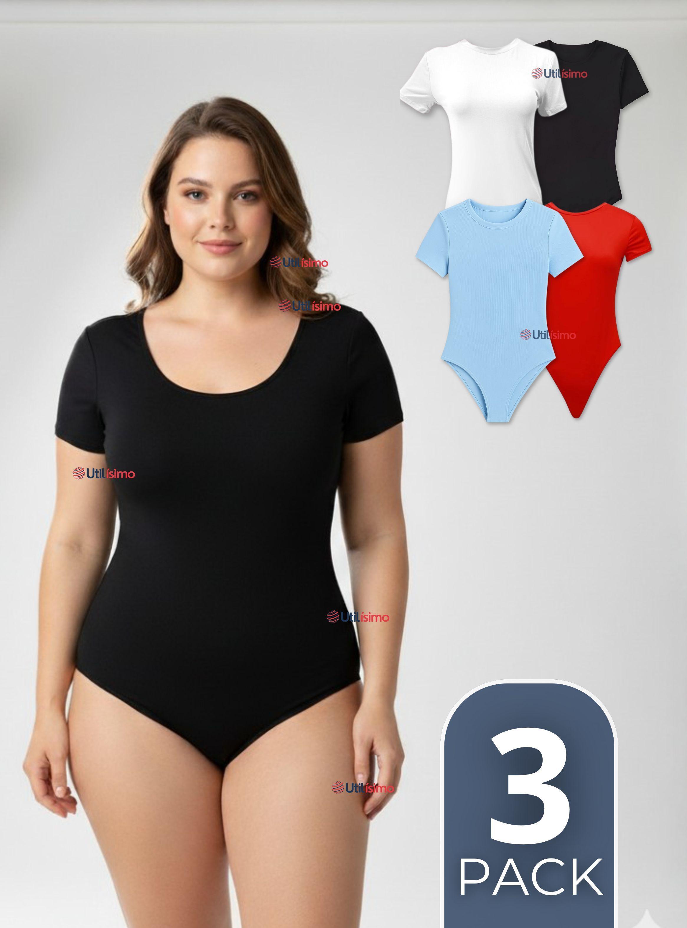 Pack 3 Body Ajustable Moldeador de Bambú Cuello Redondo de Manga Corta Mujer Colores Surtidos-0