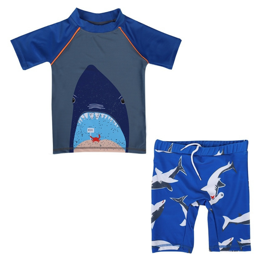 Traje De Baño 2 Piezas Manga Larga Niño Jump Kids Tiburón-0