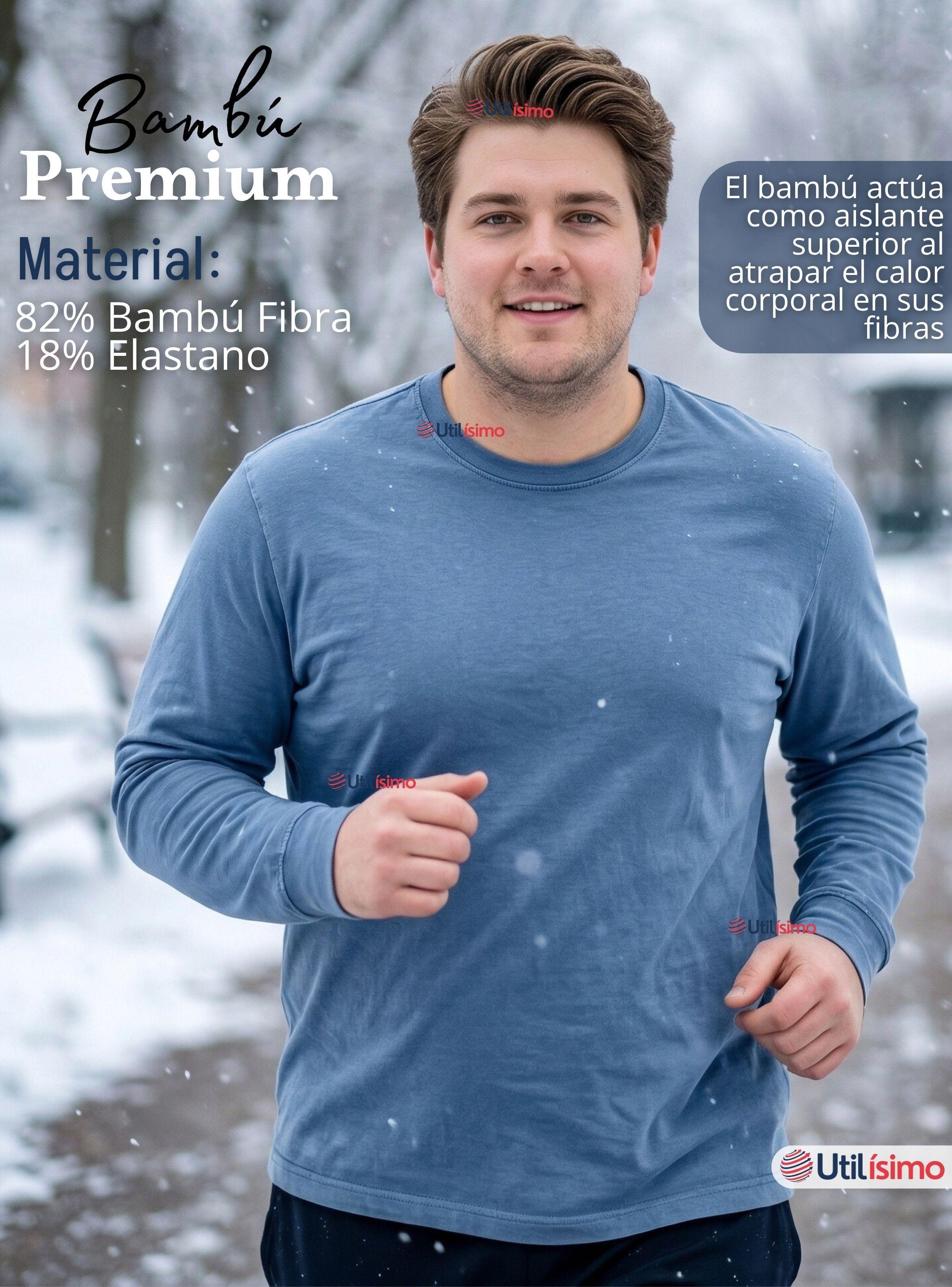 Pack 3 Camisetas Poleras Bambú Primera Capa Cuello Redondo Manga Larga Colores Surtidos Hombre-5