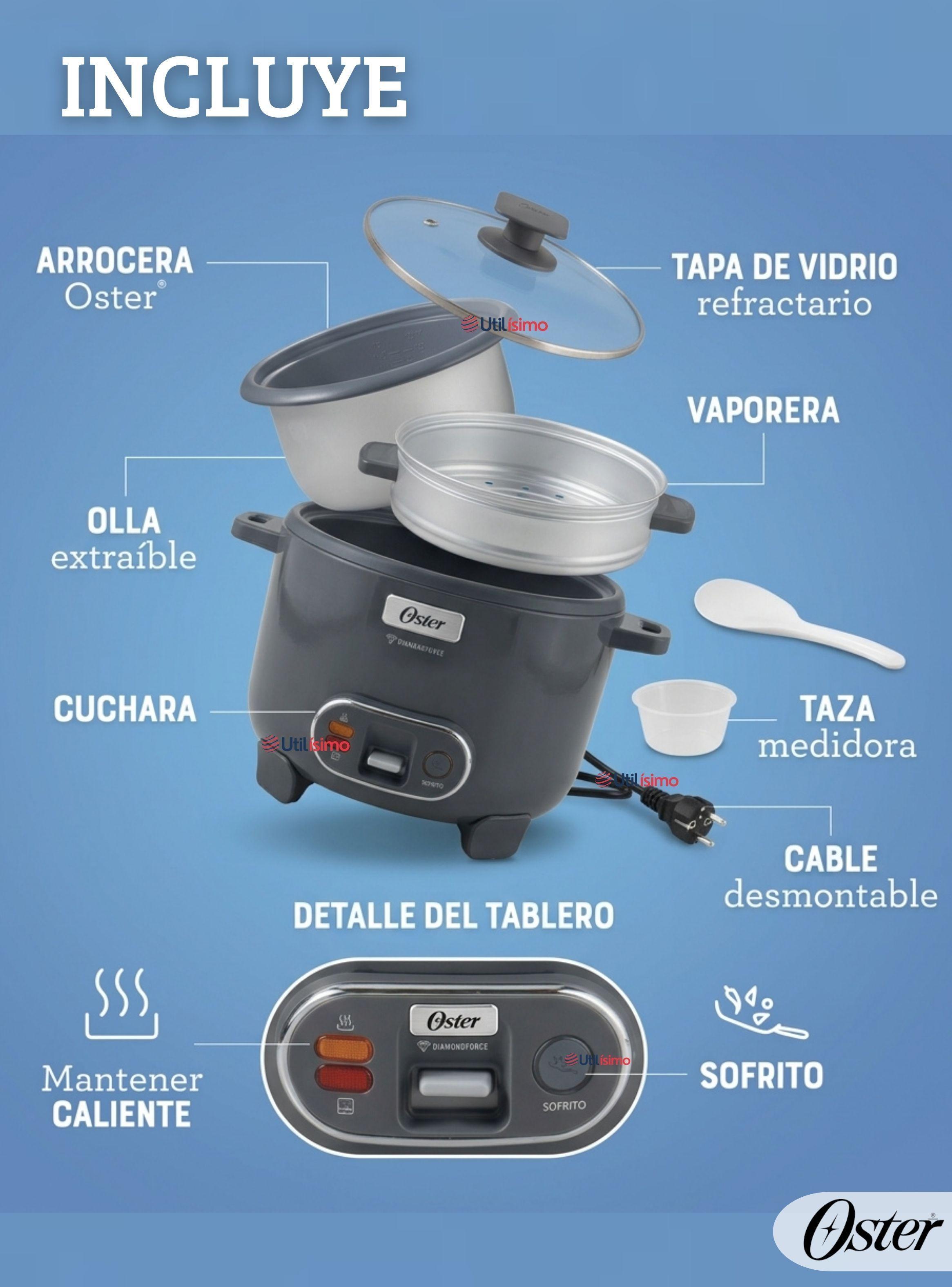 Oster Arrocera, 3 En 1, 12 Tazas Capacidad,Función Sofrito,Vaporera,Oster DiamondForce-2