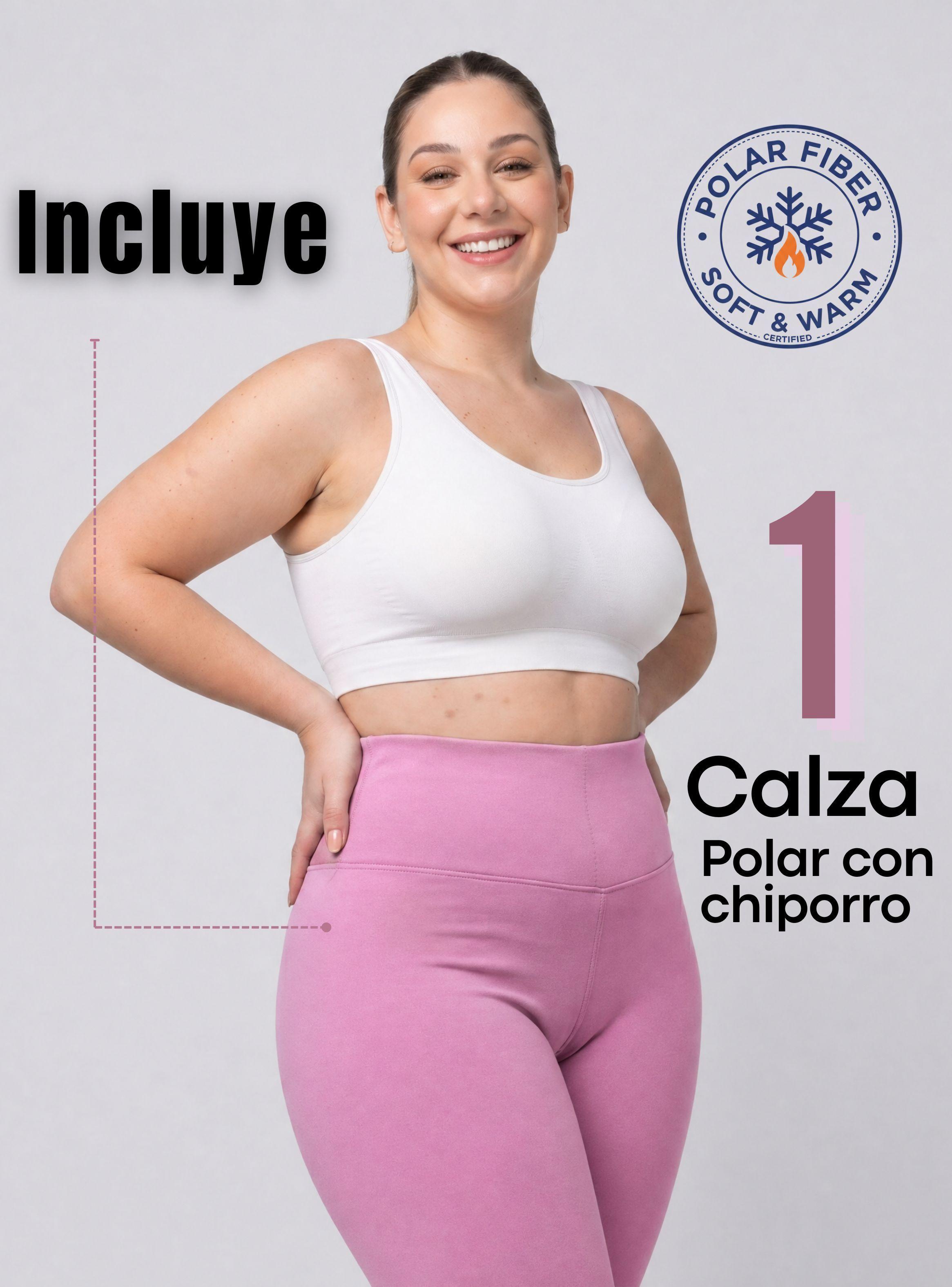 Calza Polar Con Chiporro Térmica Mujer Elasticada Pink-2