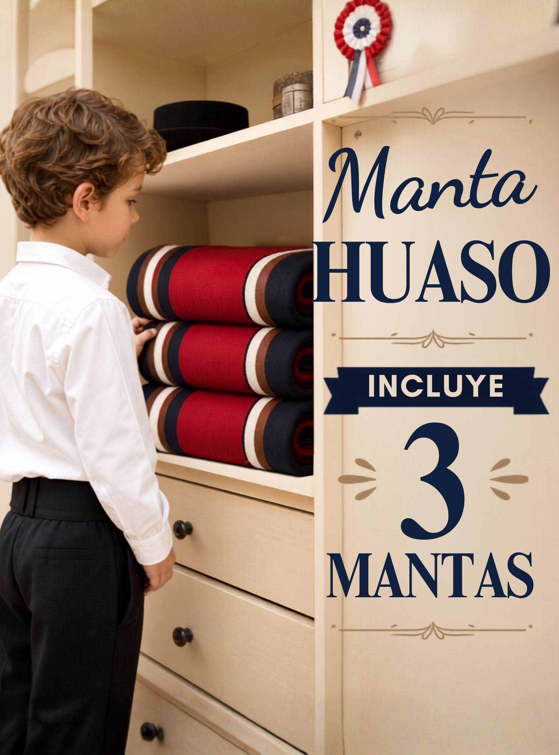 Pack 3 Ponchos Manta Huaso Niño Juvenil Baile Cueca Fiestas Patrias-2