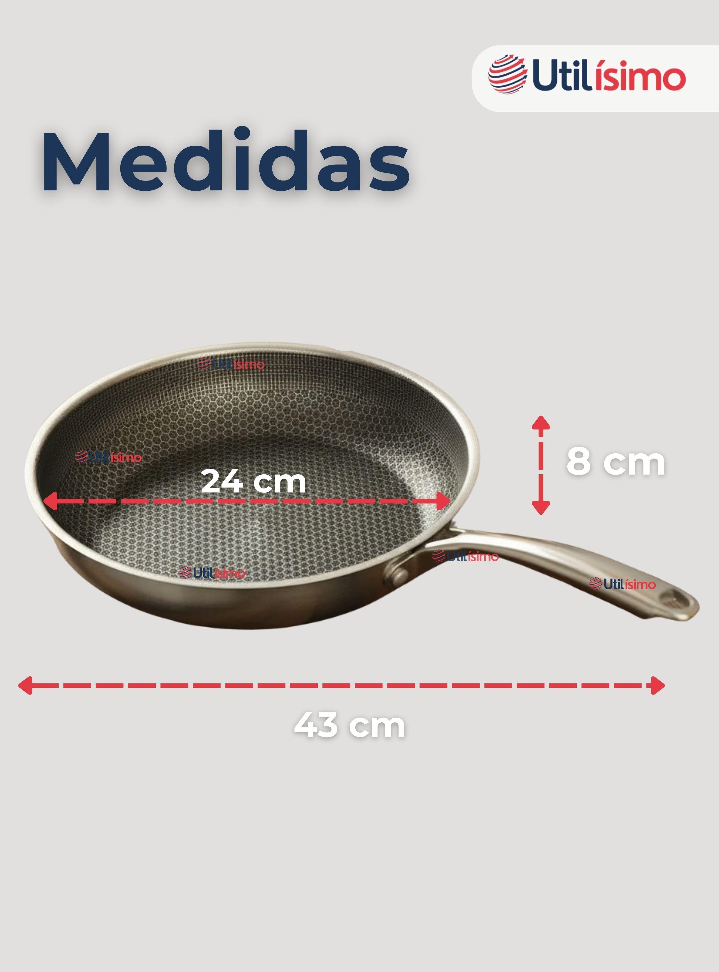 Sartén Acero Inoxidable Antiadherente 24cm + Cuchara de Madera de Bambú-4