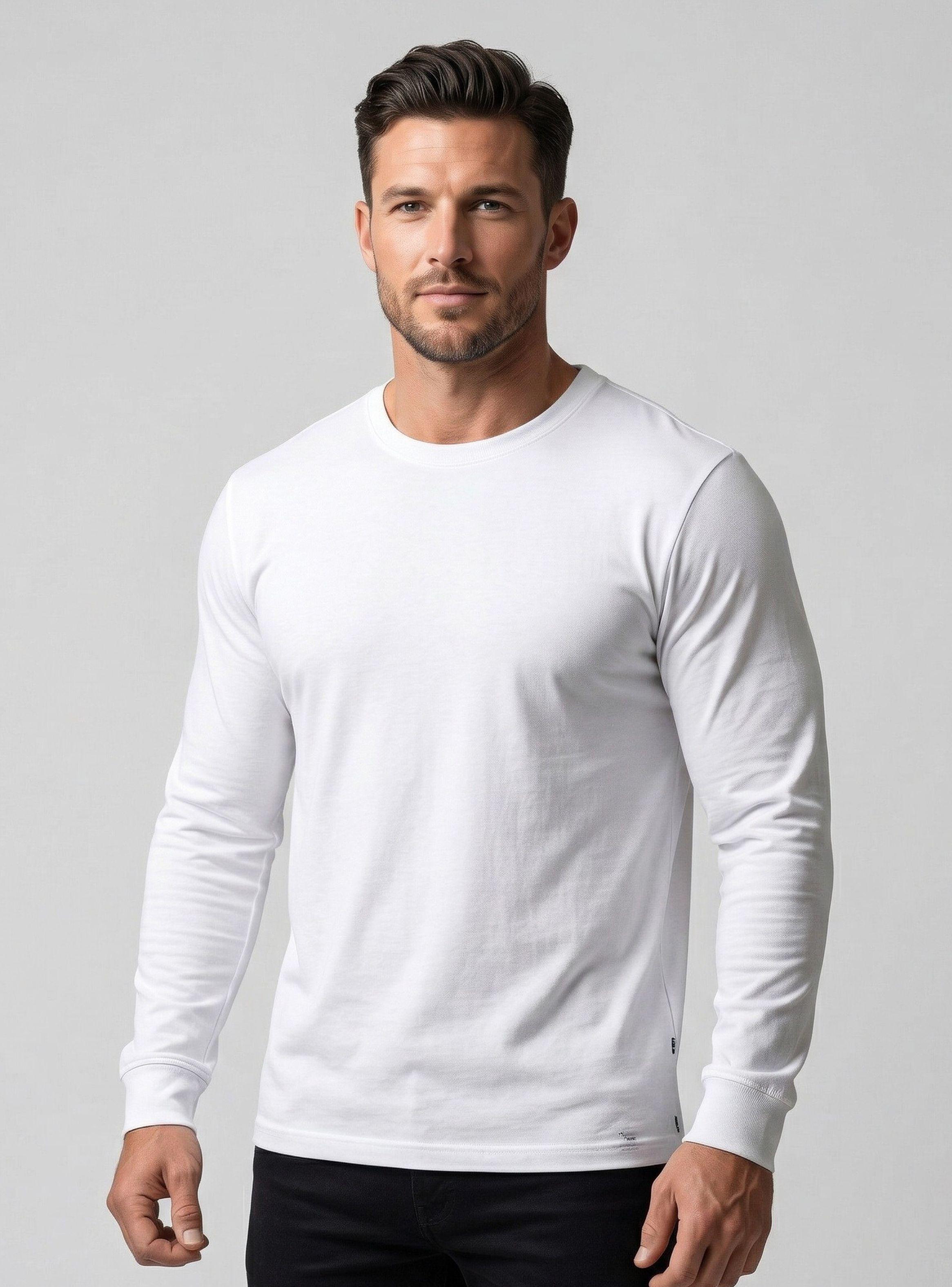 Camiseta Polera Bambú Primera Capa Cuello Redondo Manga Larga Colores Surtidos Hombre-0