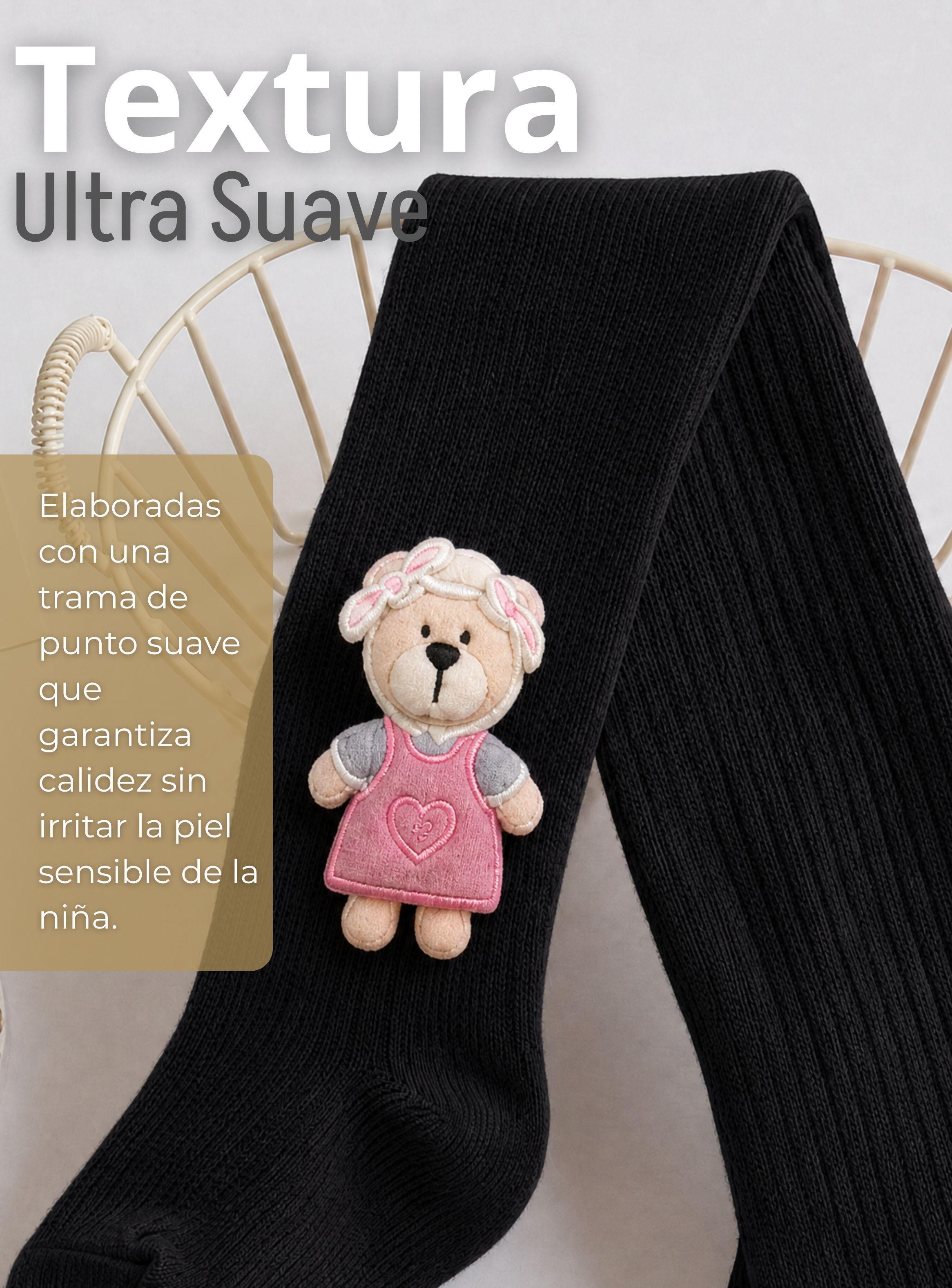 Panty 3D Osito Negro Tejida Niña Ballerina 78% Algodón Premium-5