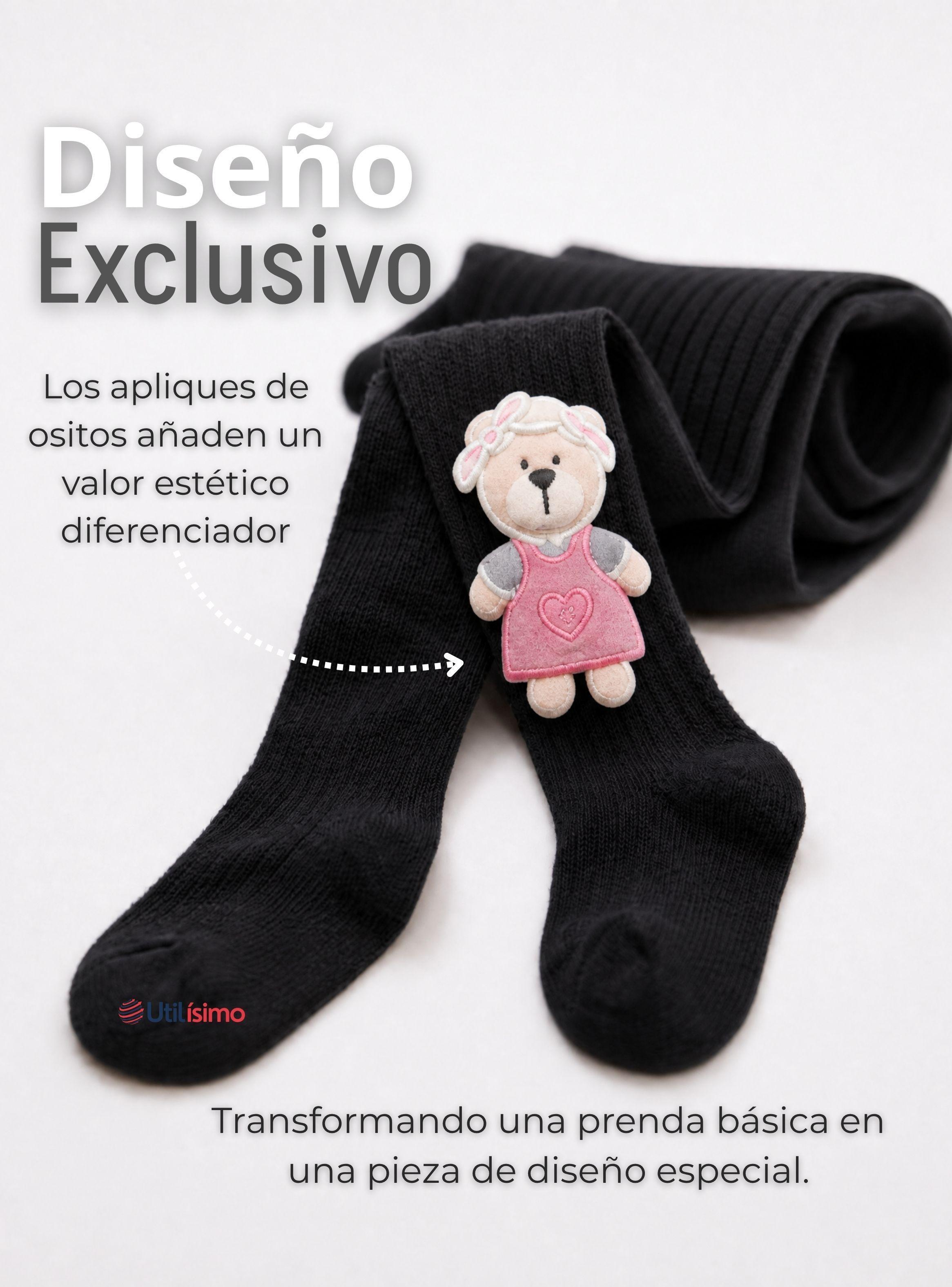 Panty 3D Osito Negro Tejida Niña Ballerina 78% Algodón Premium-6