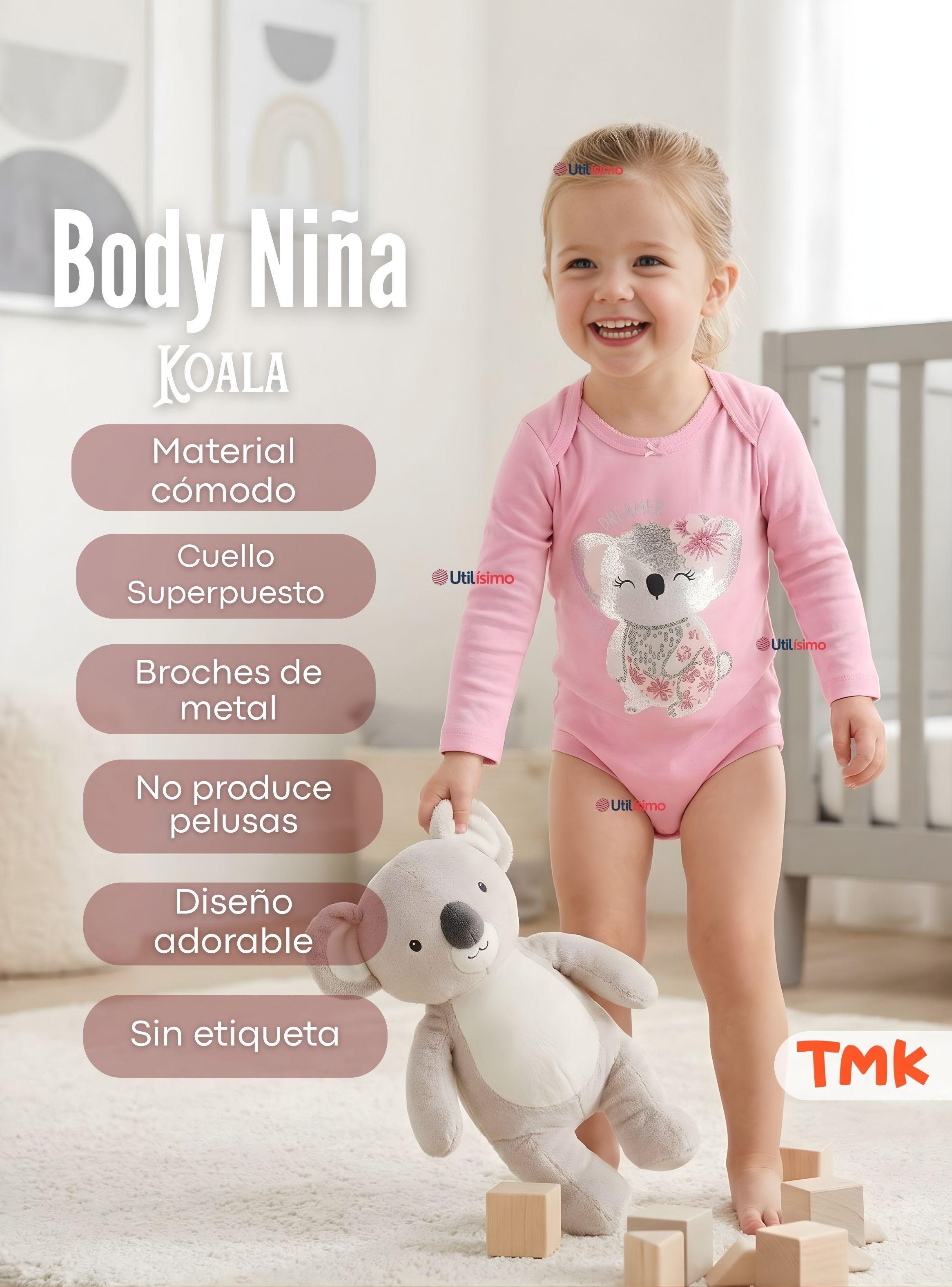 Pack 5 Bodys Manga Larga 100% Algodón Bebé Niñas Koala Dreamer-3