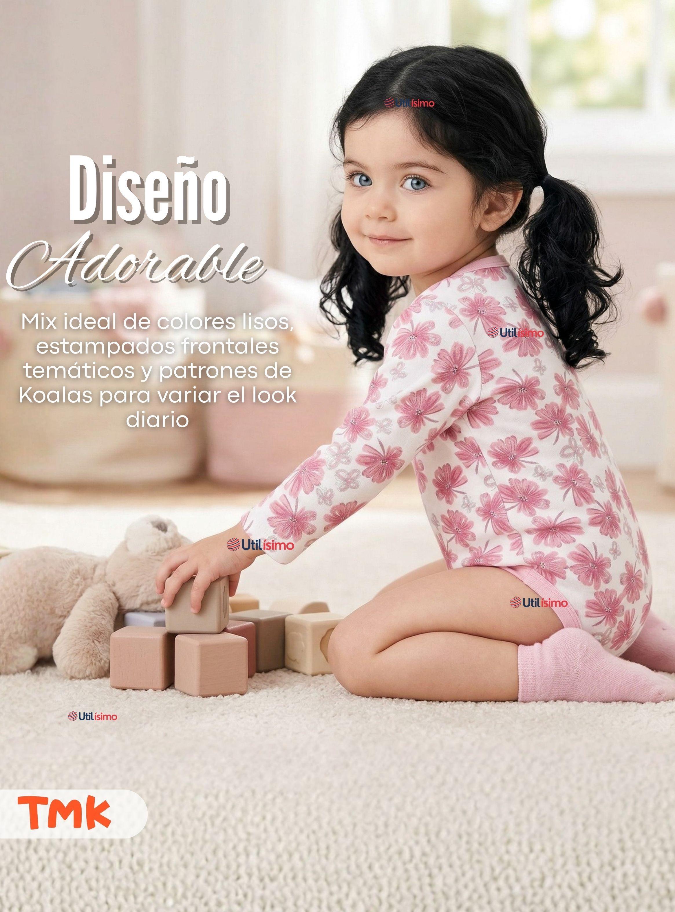 Pack 5 Bodys Manga Larga 100% Algodón Bebé Niñas Koala Dreamer-7