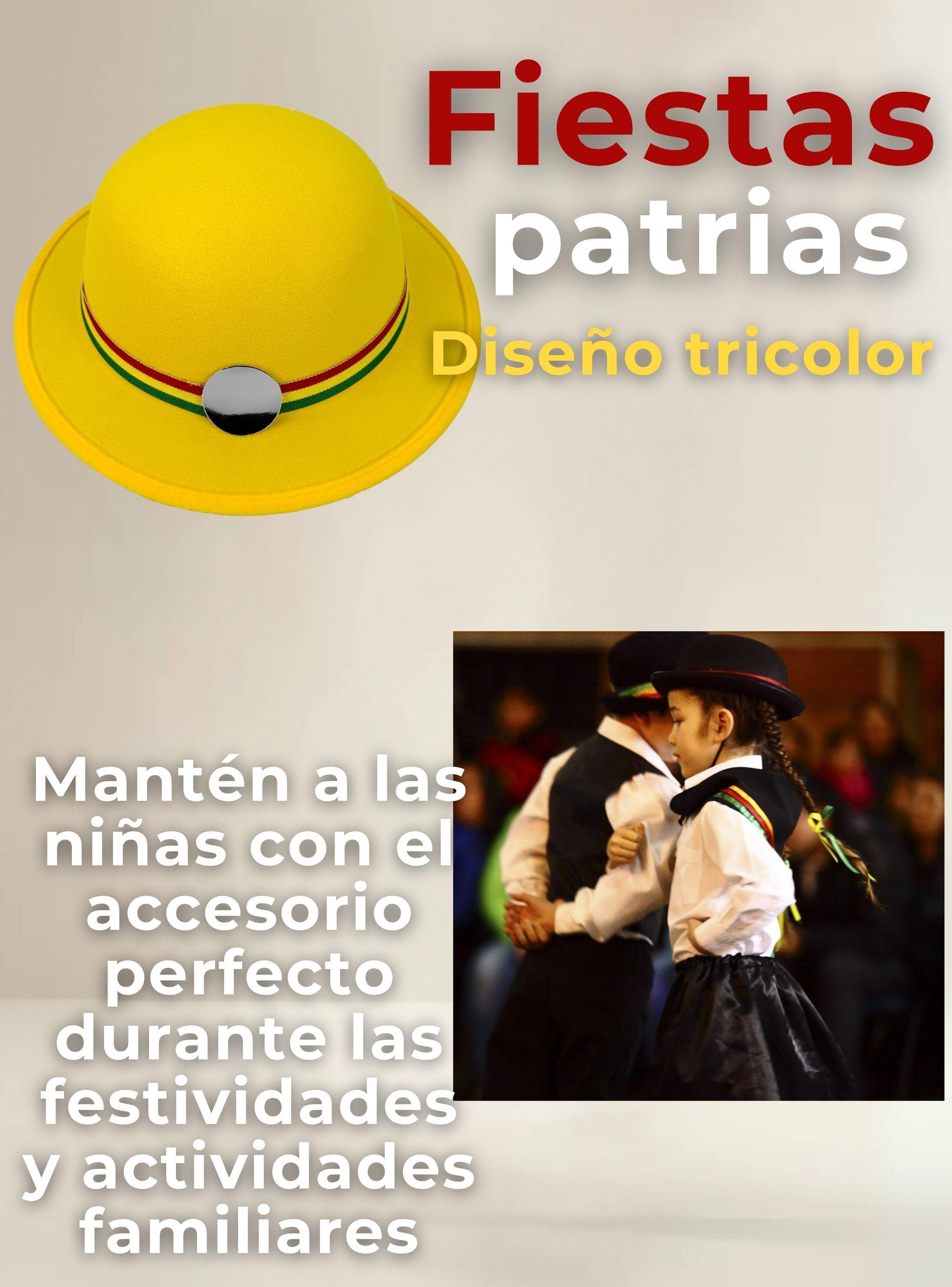 Sombrero Nortino Fiestas Patrias Gorro Niña Baile Danzas Amarillo-7