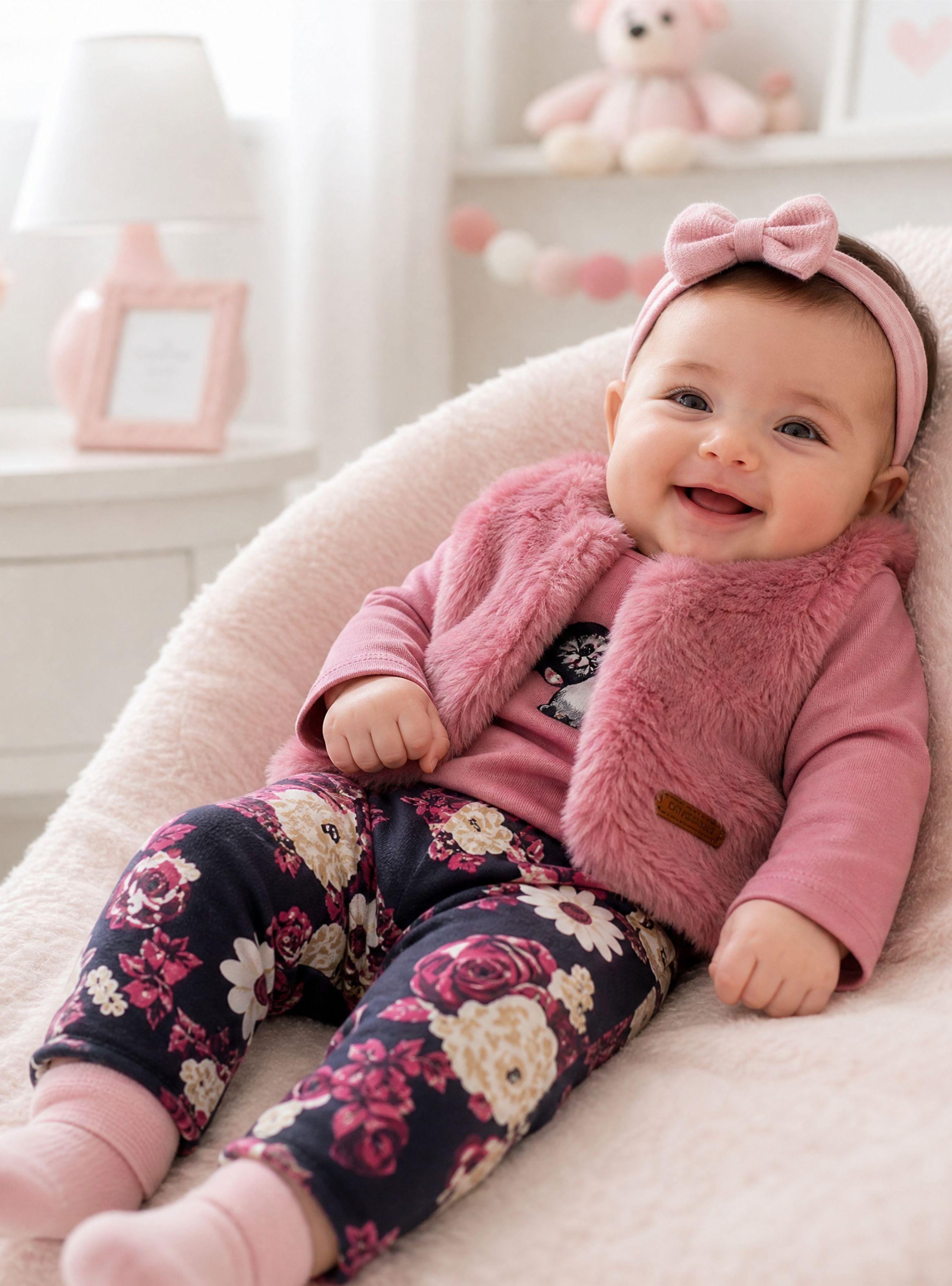 Conjunto Buzo Polera Chaleco 3 Piezas Bebé Niña Tedmimak Beautiful Bunny-0