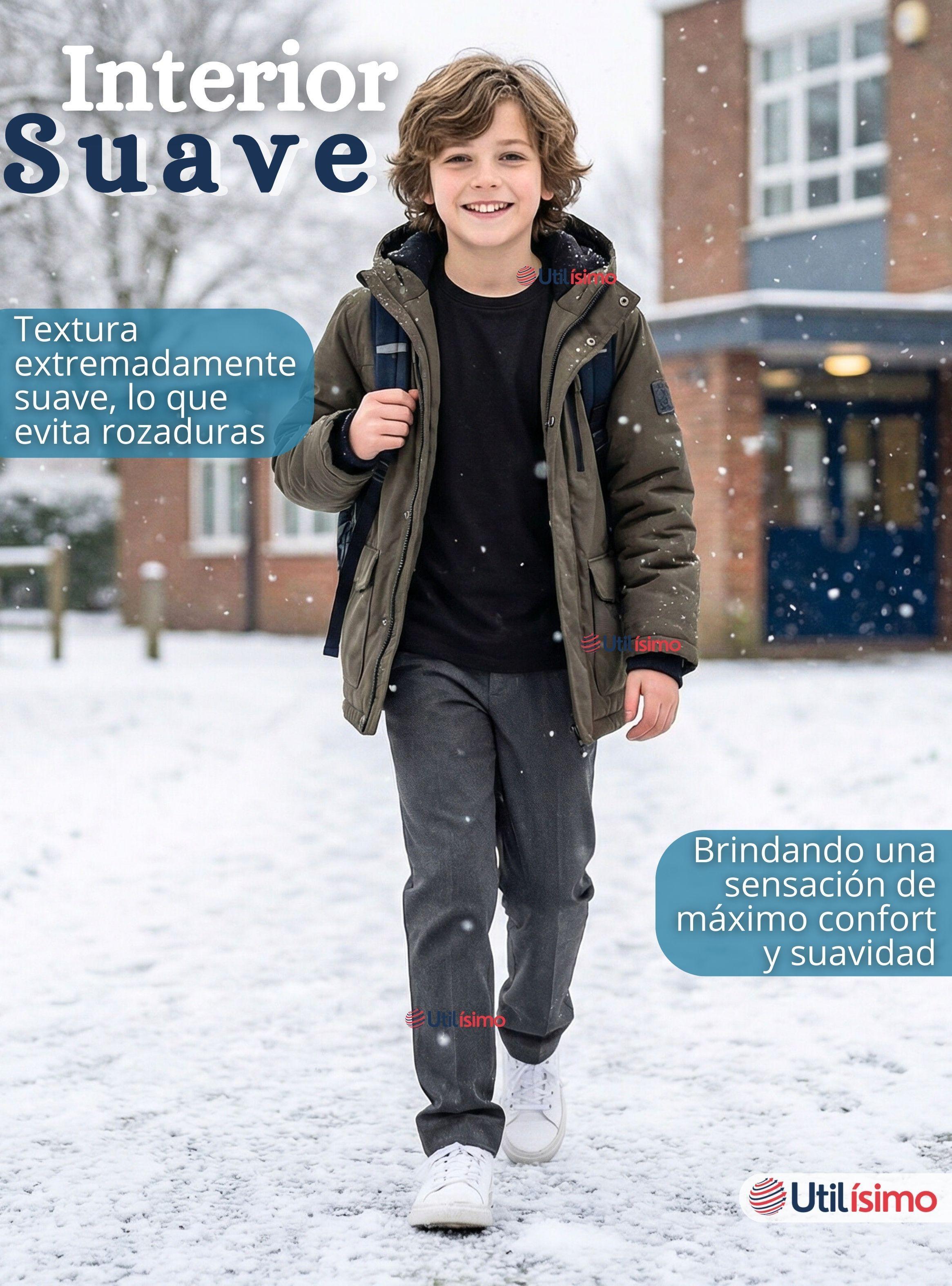 Polera Camiseta Polar Negra Primera Capa Escolar Cuello Redondo Mangas Largas Niños-7