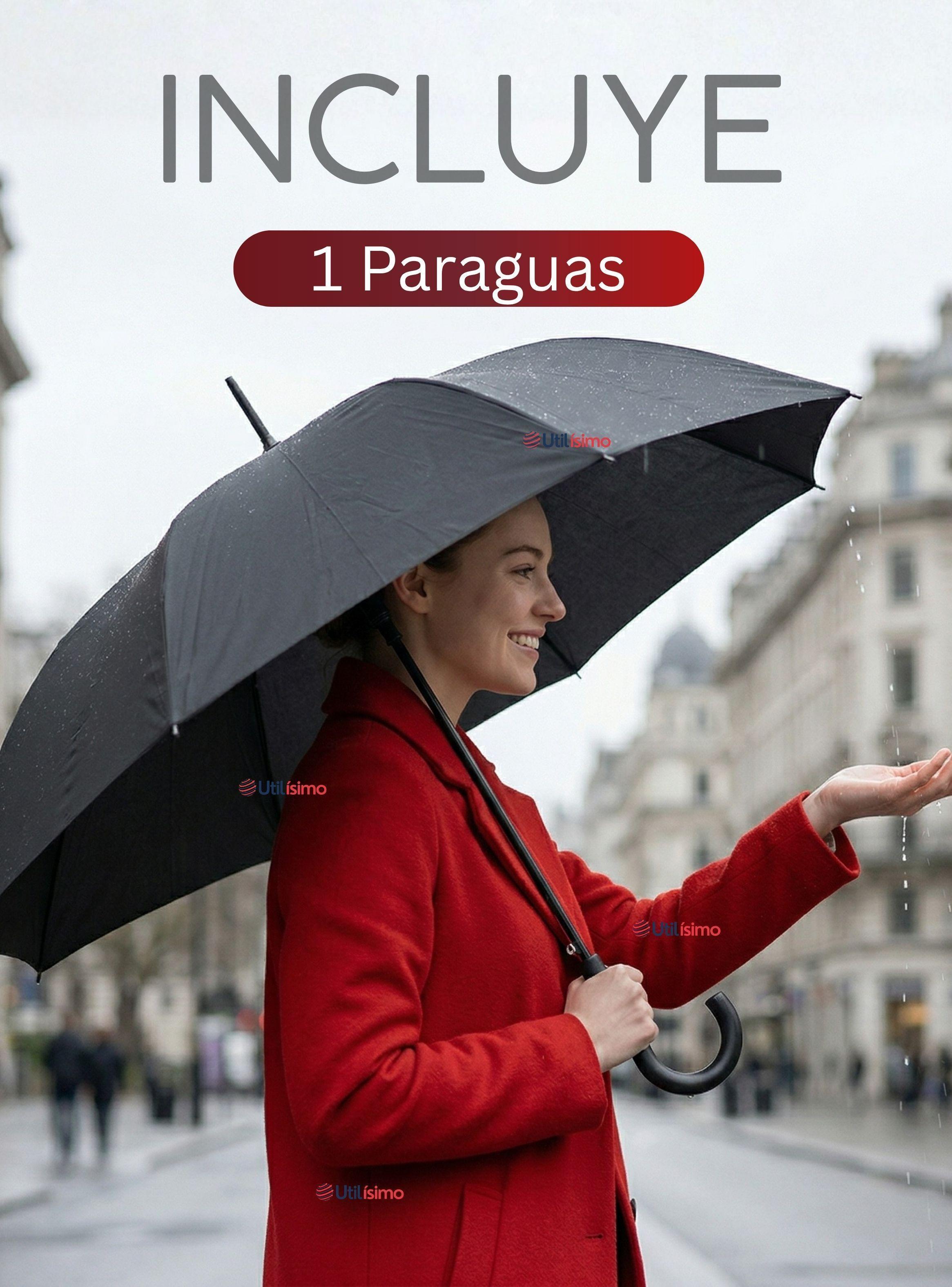 Paraguas Mate Grande 92,5 Cm Sombrilla Automática Mango Largo Color Negro-2
