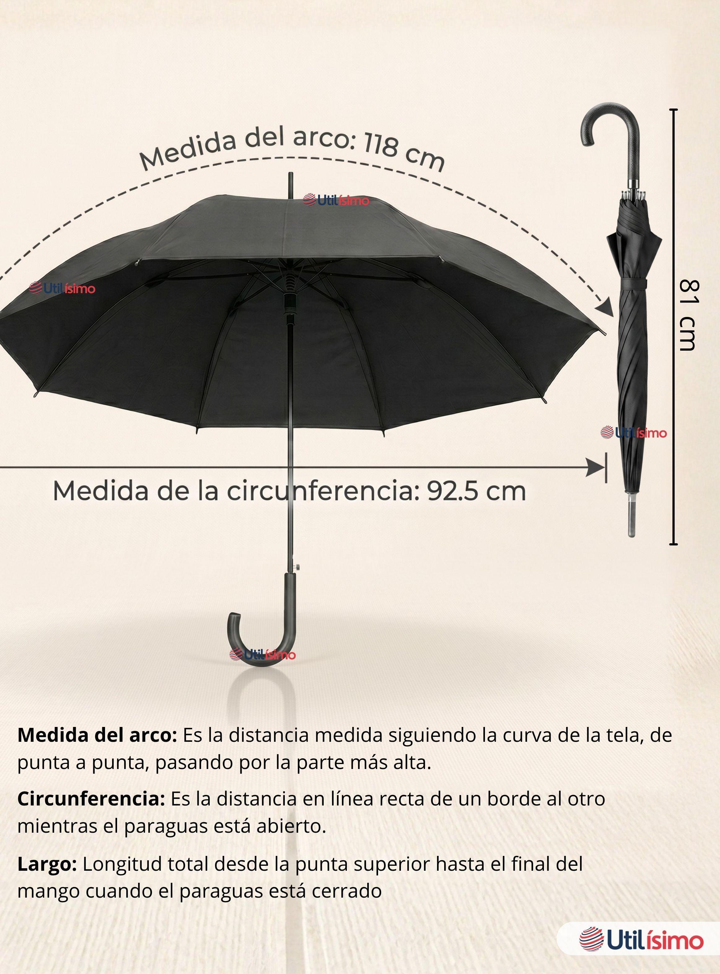 Paraguas Mate Grande 92,5 Cm Sombrilla Automática Mango Largo Color Negro-5