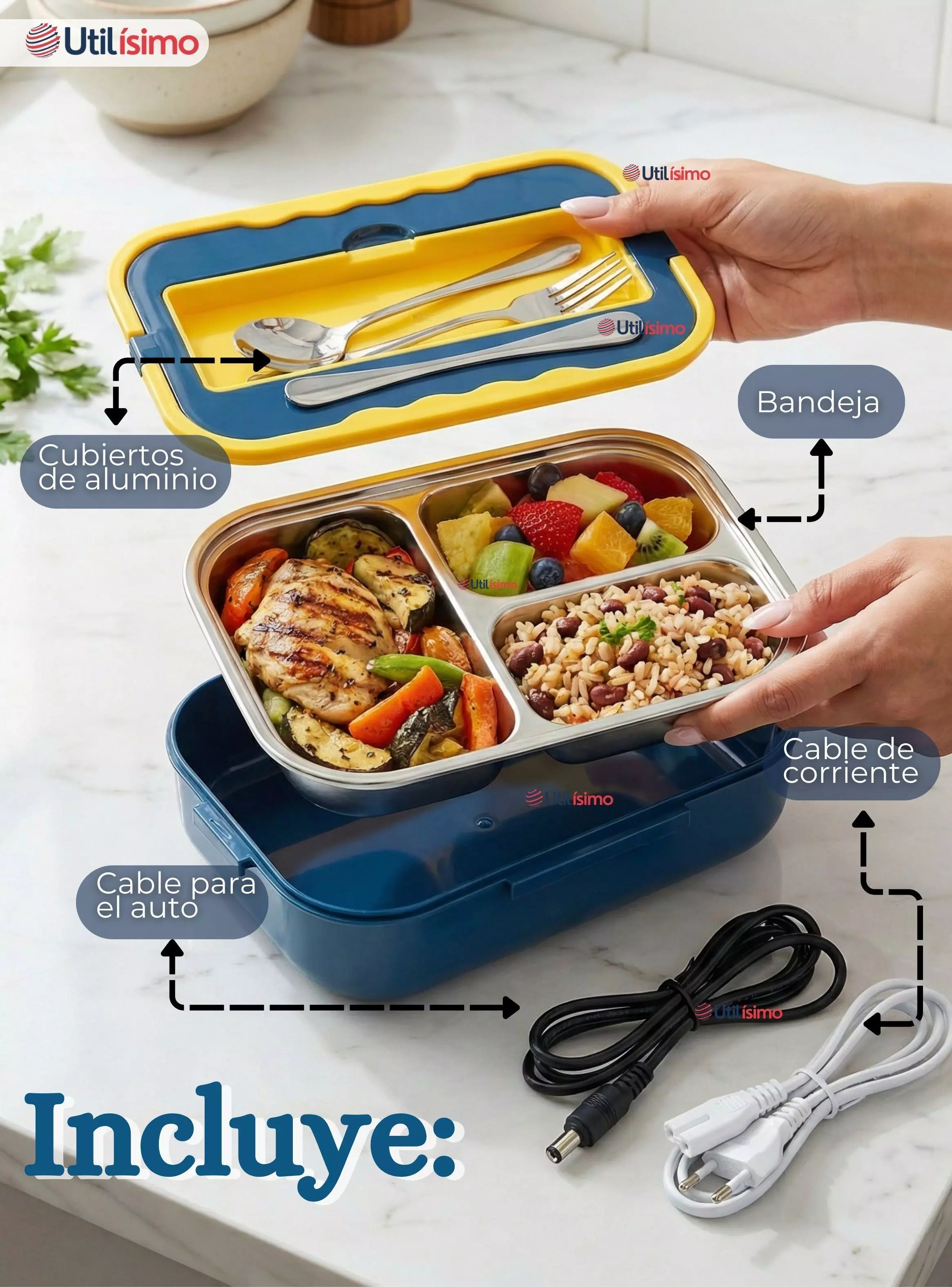 Lonchera Lunchbox Eléctrica Portátil Fiambrera Calentadora 1.5L 40W Coche Oficina-2