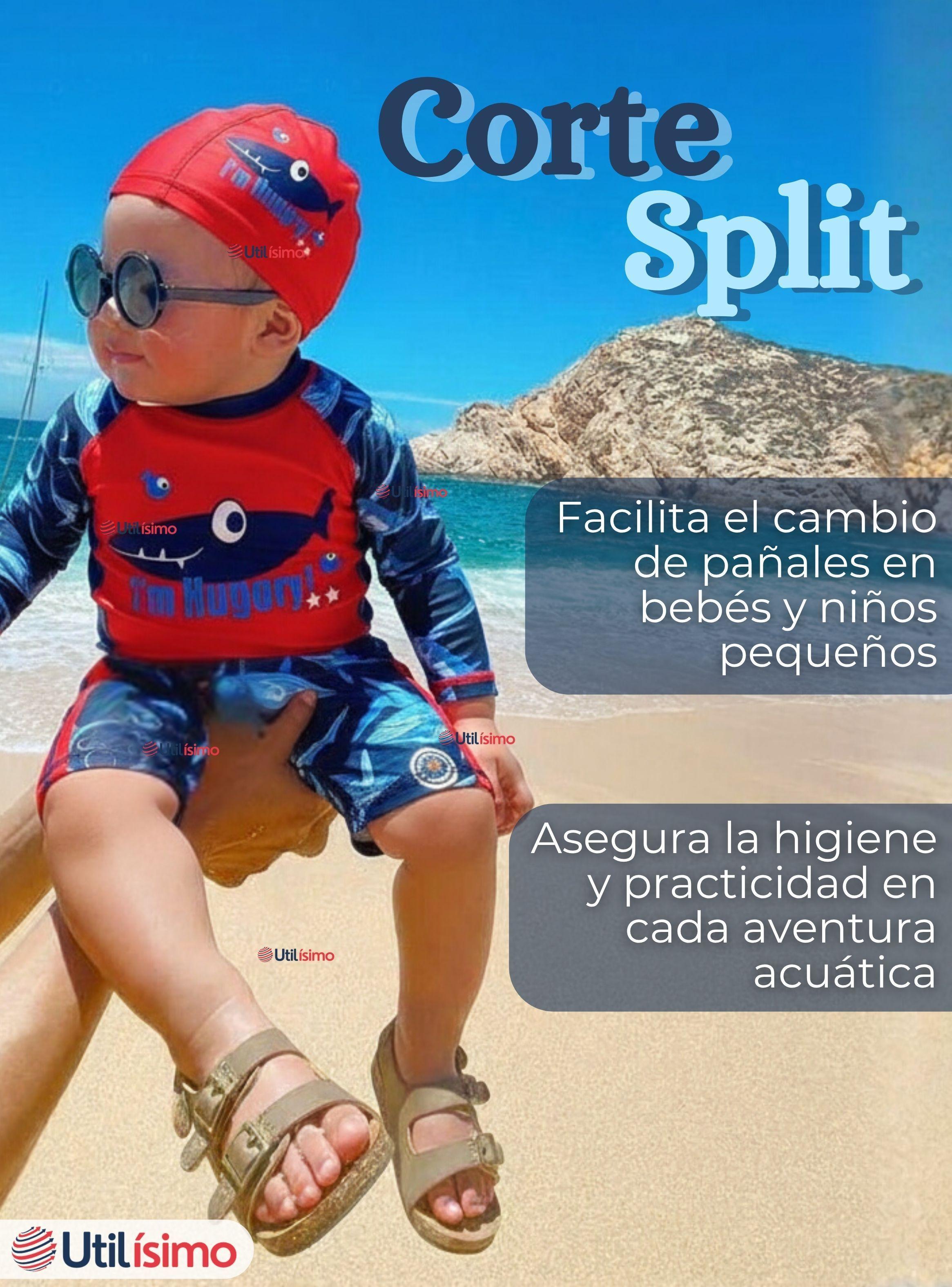 Traje de Baño Polera Manga Larga Gorro y Pantalón Corto 3 Piezas Niño 1 a 5 años Red Whale-6
