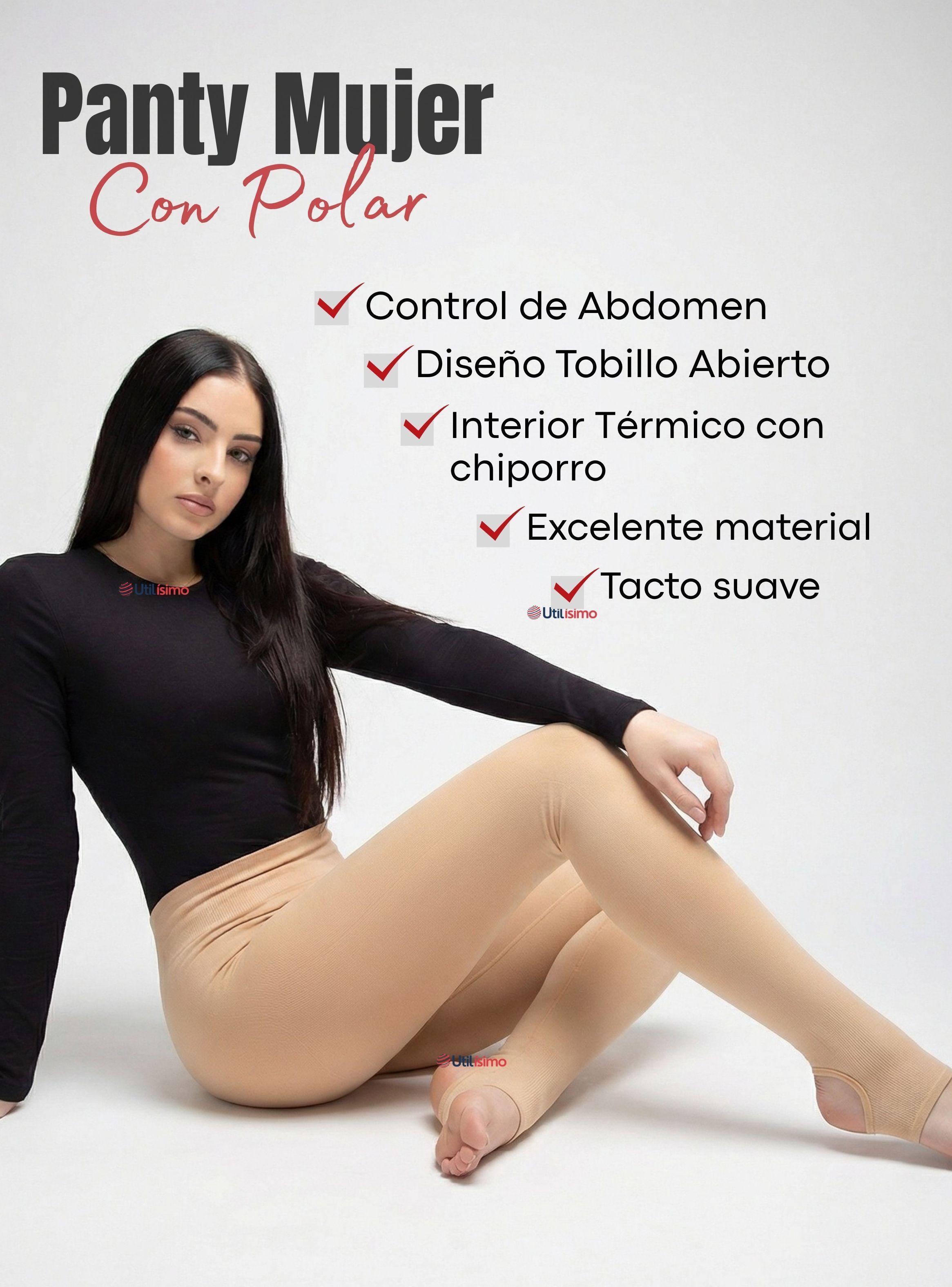 Calza Panty Con Polar Térmica Mujer de Color Beige Chiporro-2