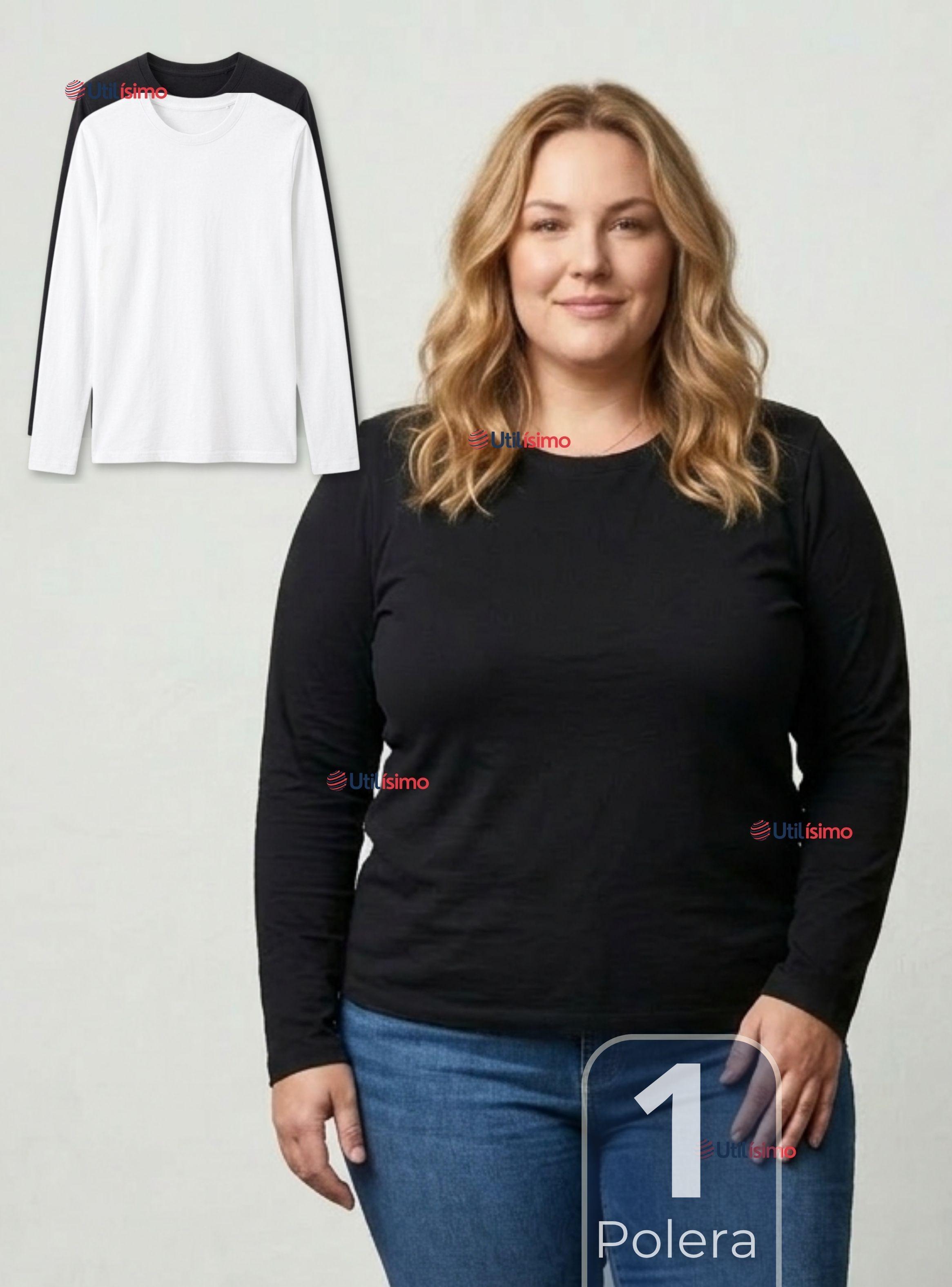 Camiseta Polera Polar Primera Capa Manga Larga de Color Surtidos Mujer-0