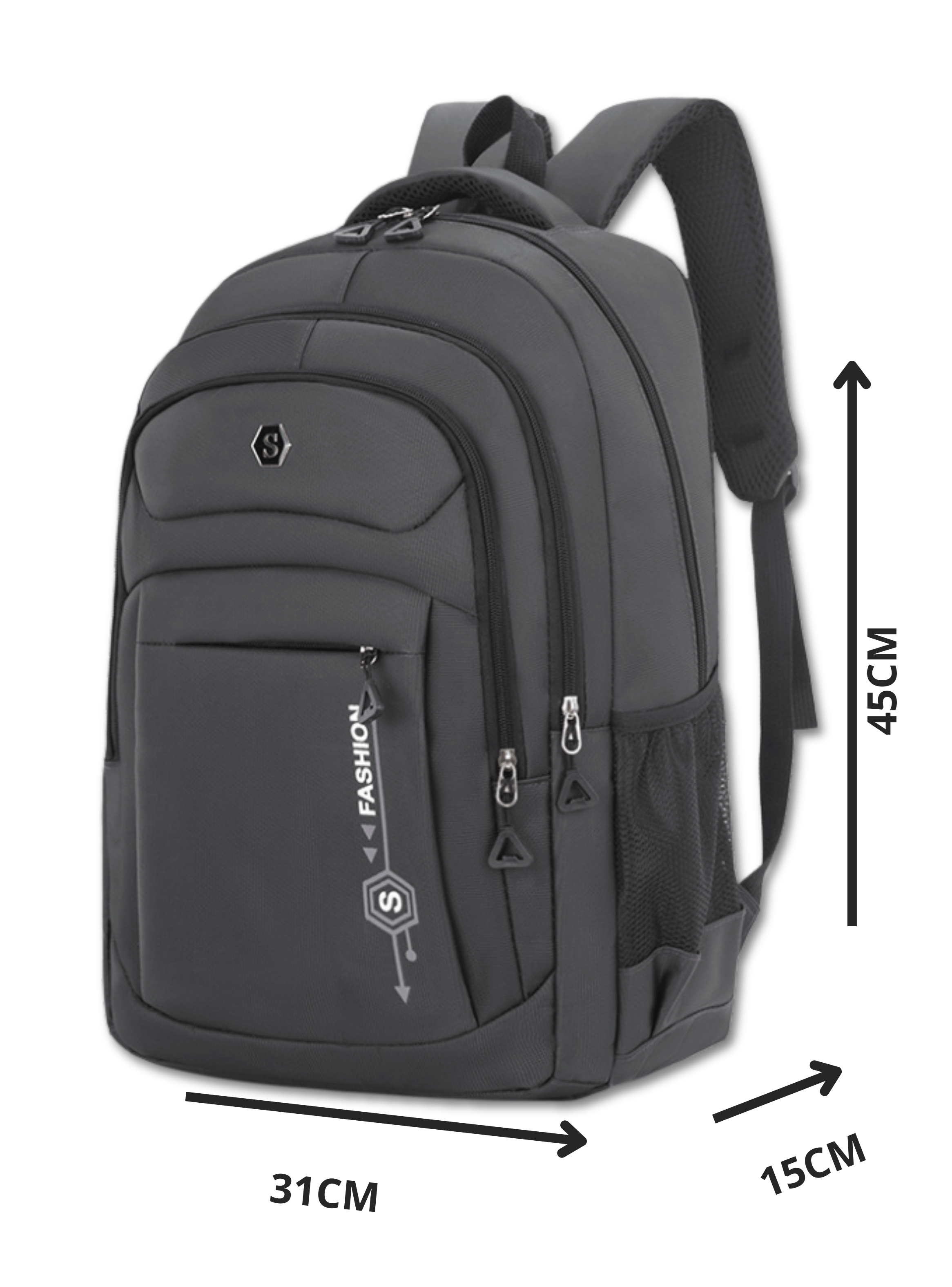 Mochila Escolar Juvenil y Universitario 45cm Diseño Multifuncional Grey-1