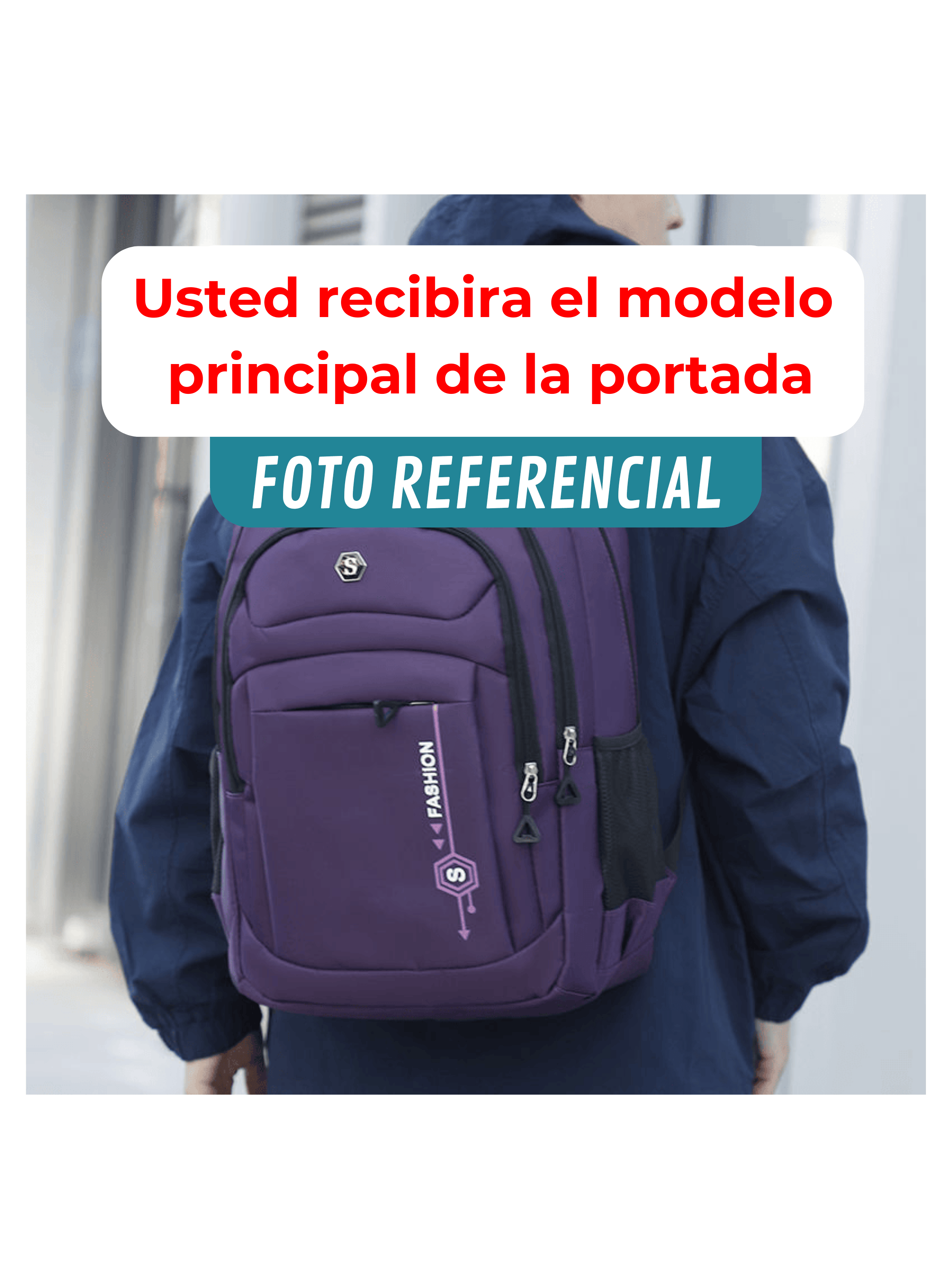 Mochila Escolar Juvenil y Universitario 45cm Diseño Multifuncional Grey-4