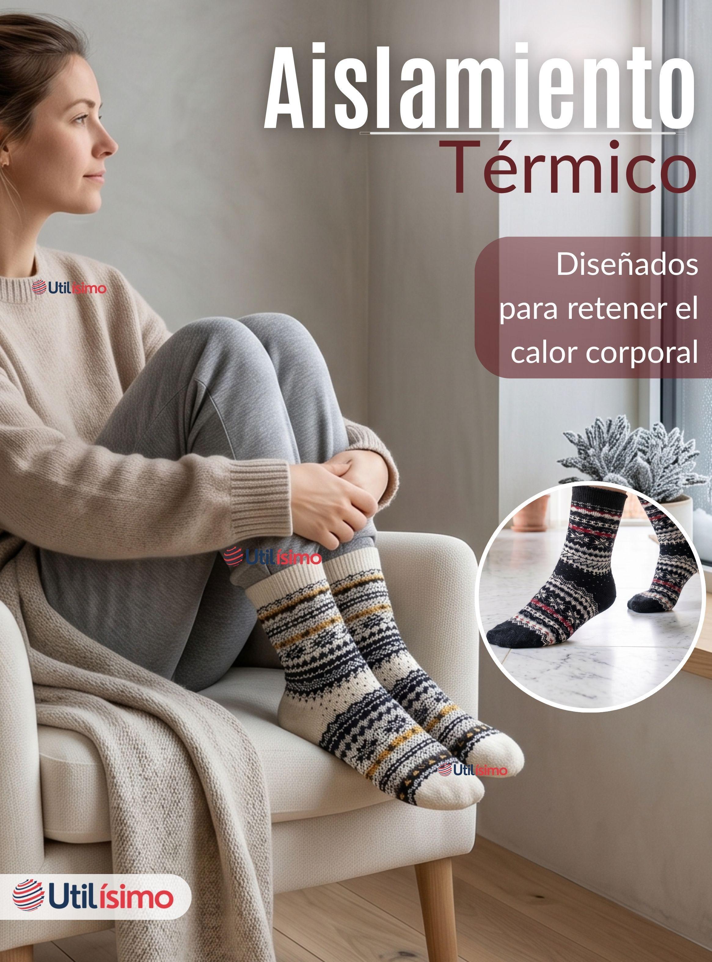 Pack 4 Calcetines Toalla Grueso Mujer Color Surtido Frío Invierno-6