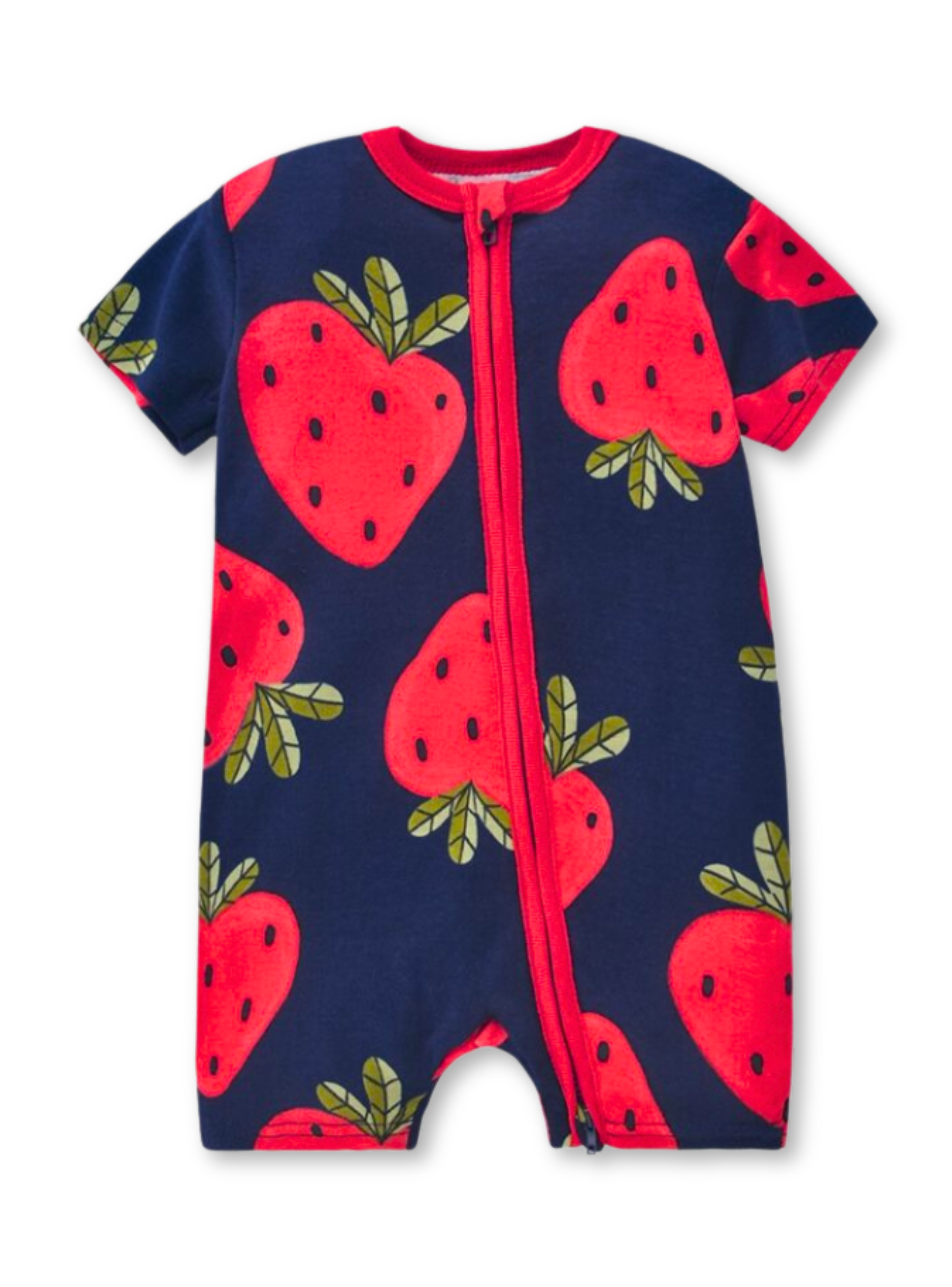 Enterito Corto 100% Algodón Bebé Niña 6 a 24 Meses Strawberries-0