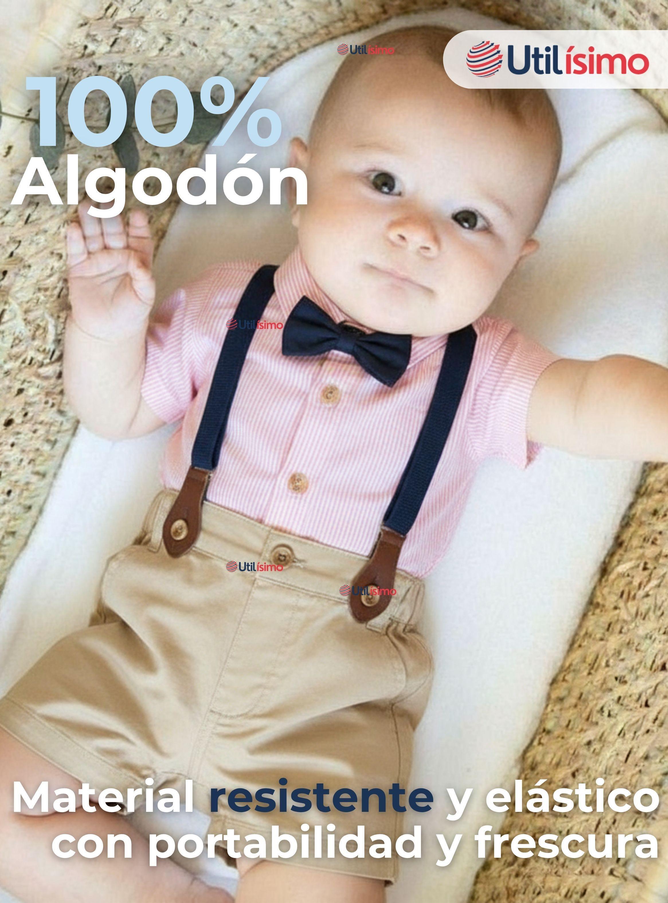 Conjunto de Vestir con Tirantes Camisa Rosado Pantalón Corto de Algodón Bebe y Niño-3