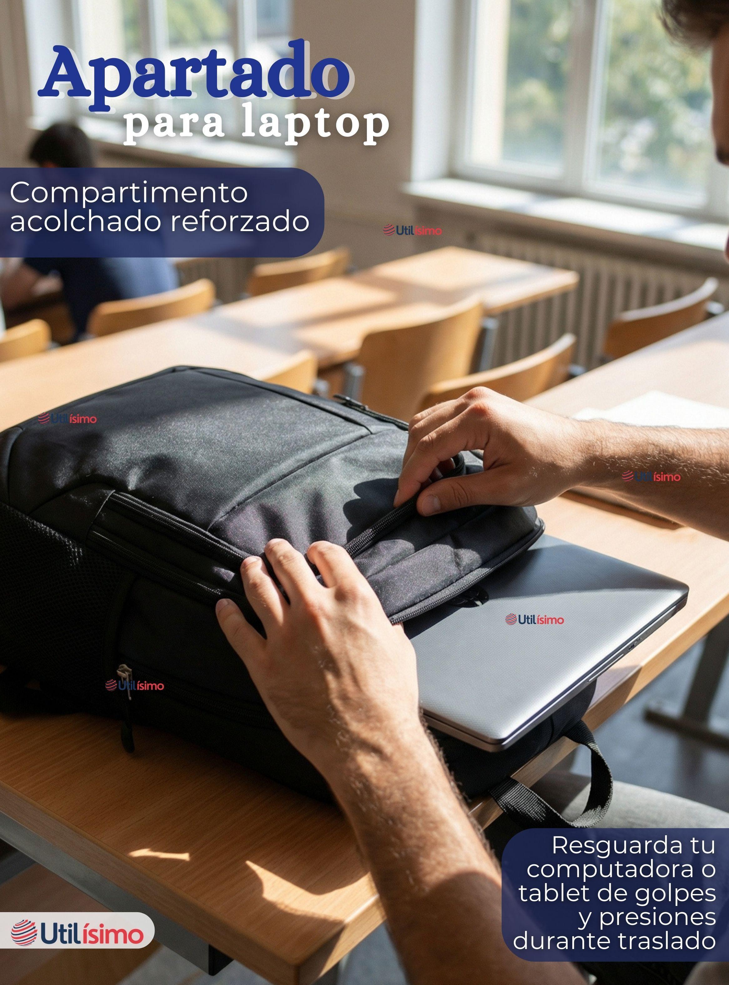 Mochila Multifuncional Ejecutiva Notebook Escolar Viaje Impermeable Resistente 49cm Negro 25L-3