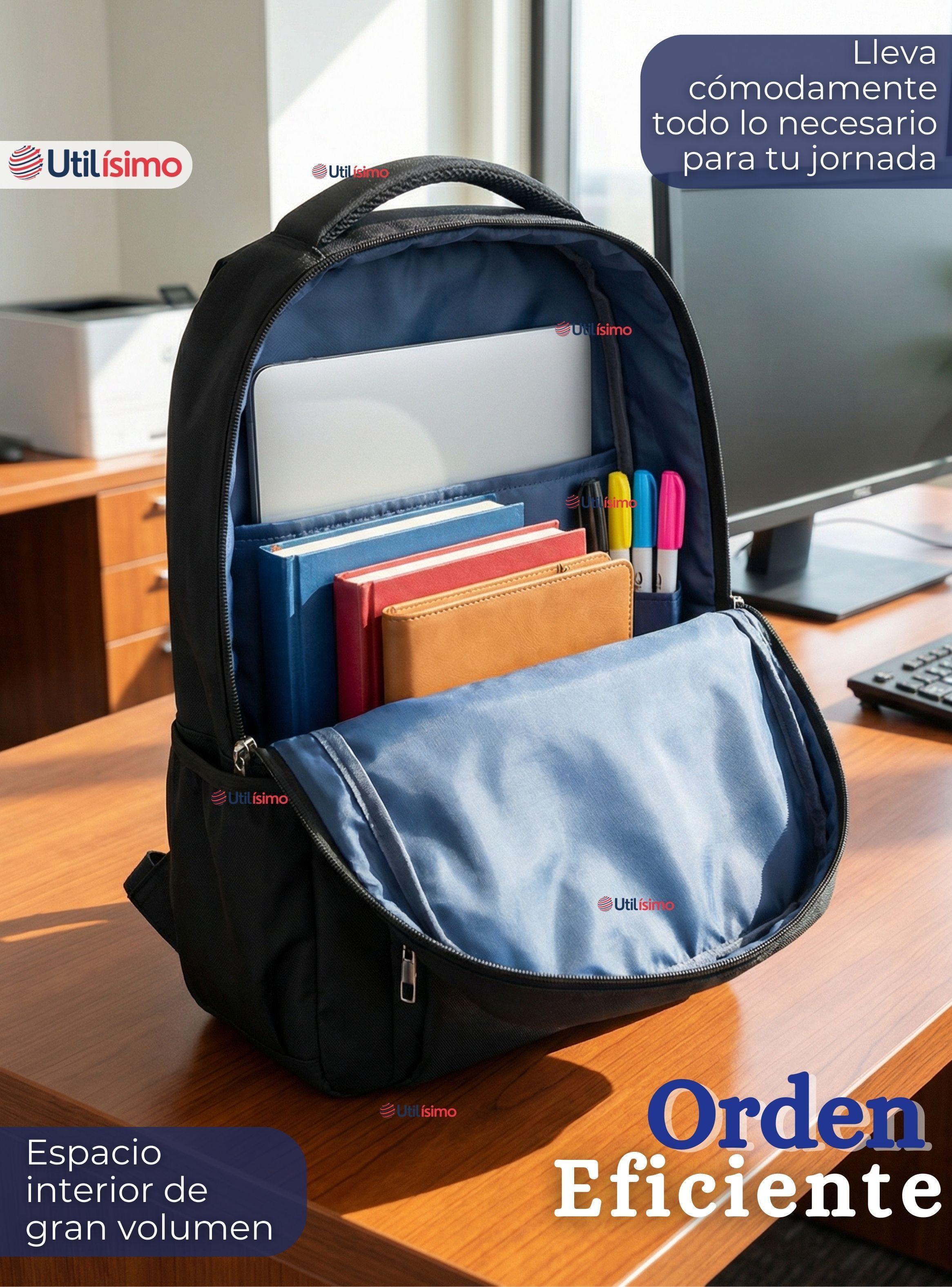 Mochila Multifuncional Ejecutiva Notebook Escolar Viaje Impermeable Resistente 49cm Negro 25L-4