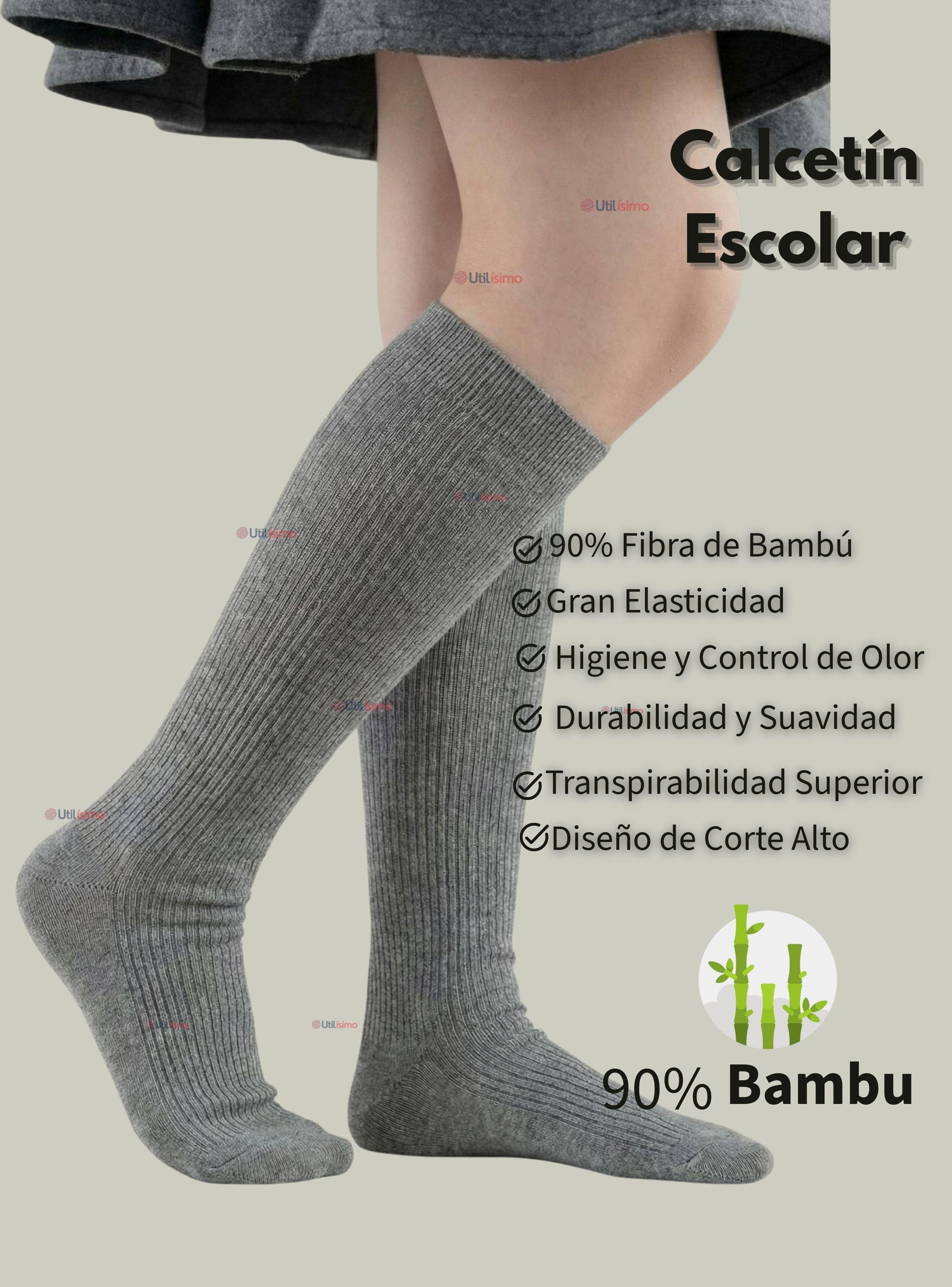 Calcetín Escolar Largo Bambú Gris Niñas-2