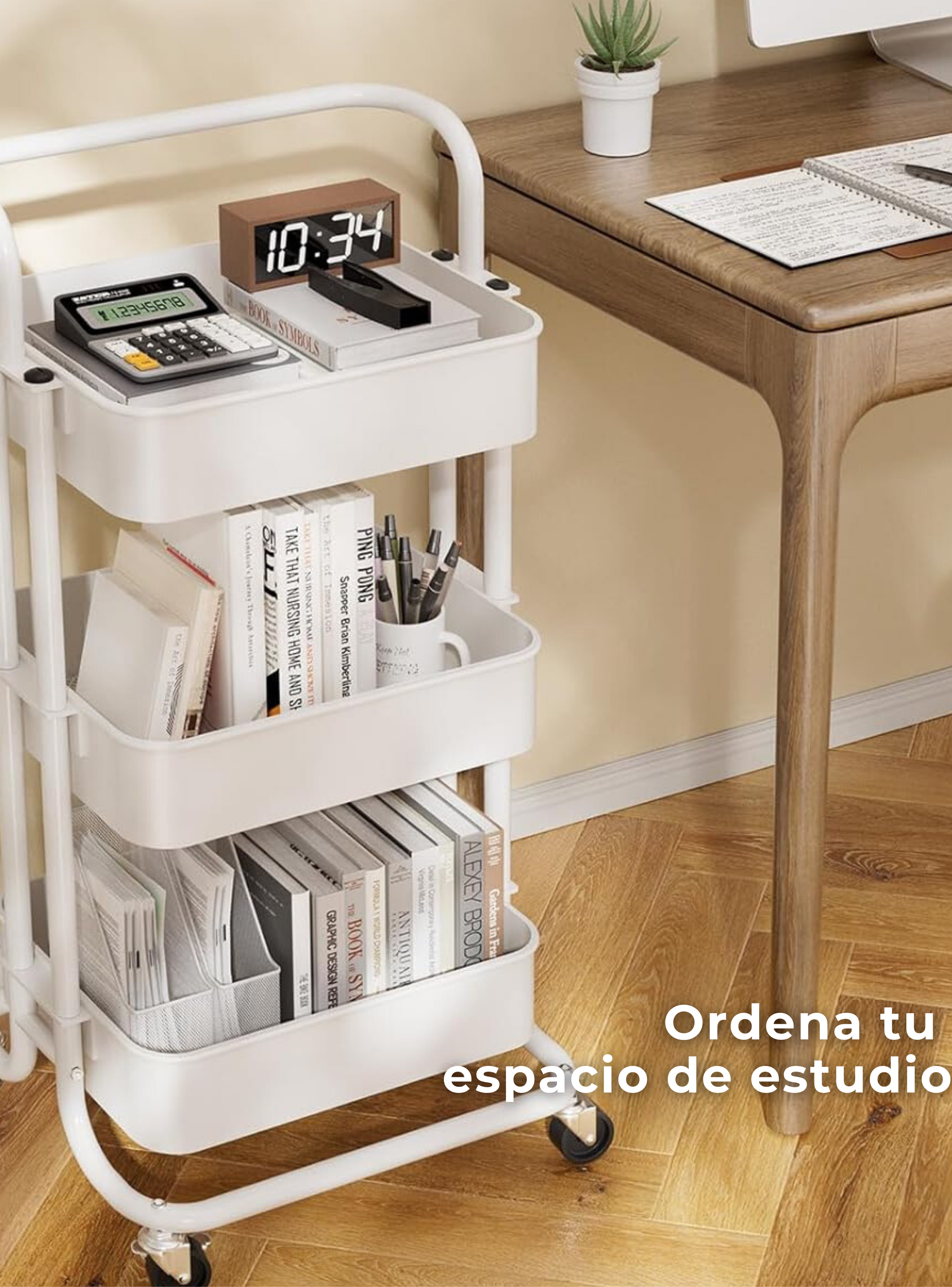 Carrito De Almacenamiento Organizador 3 Niveles Con Ruedas Color Blanco-6