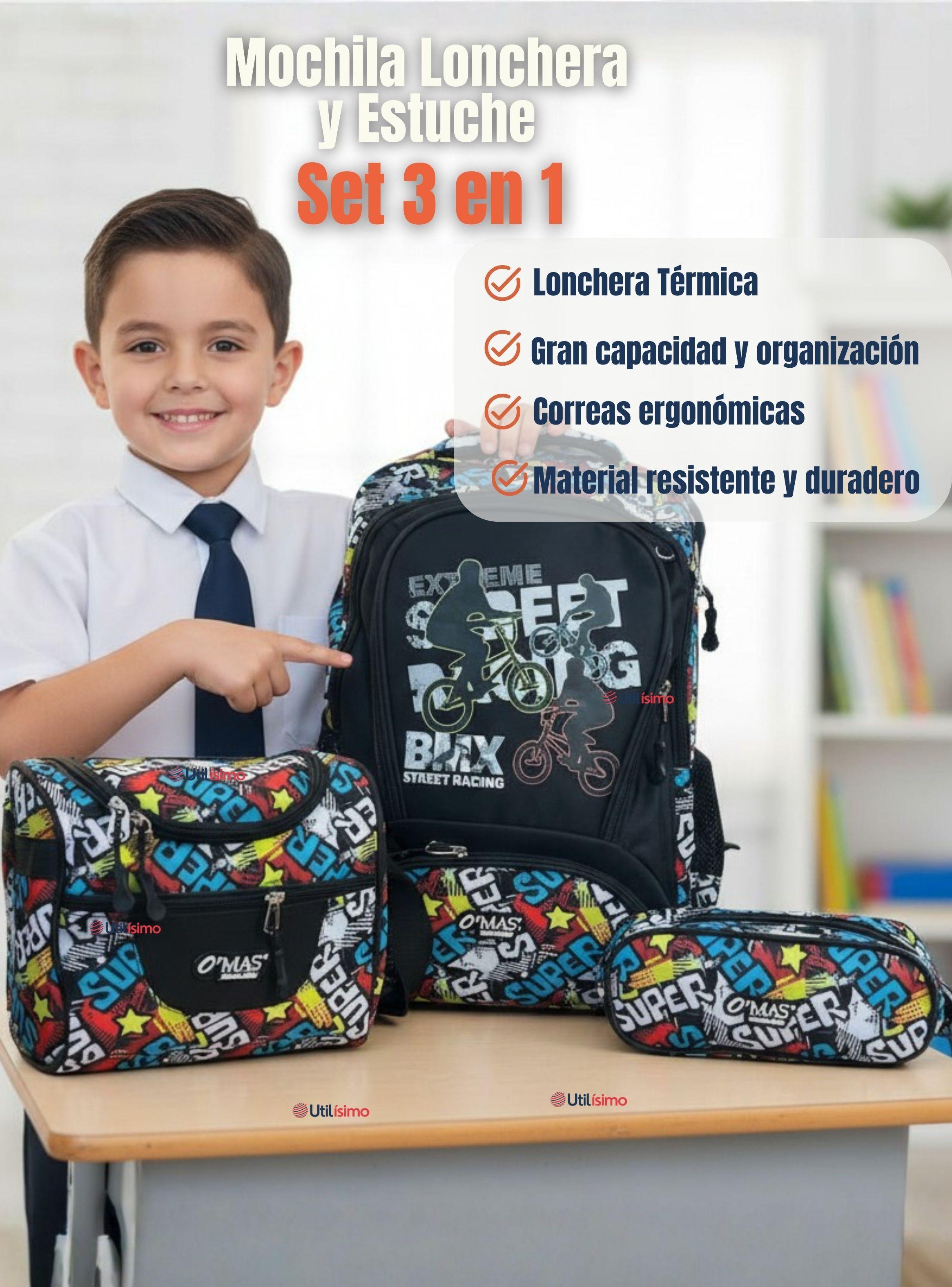 Mochila Escolar Kit Con Estuche y Lonchera 45 cm Tela Oxford BMX Street Racing para Niños-2