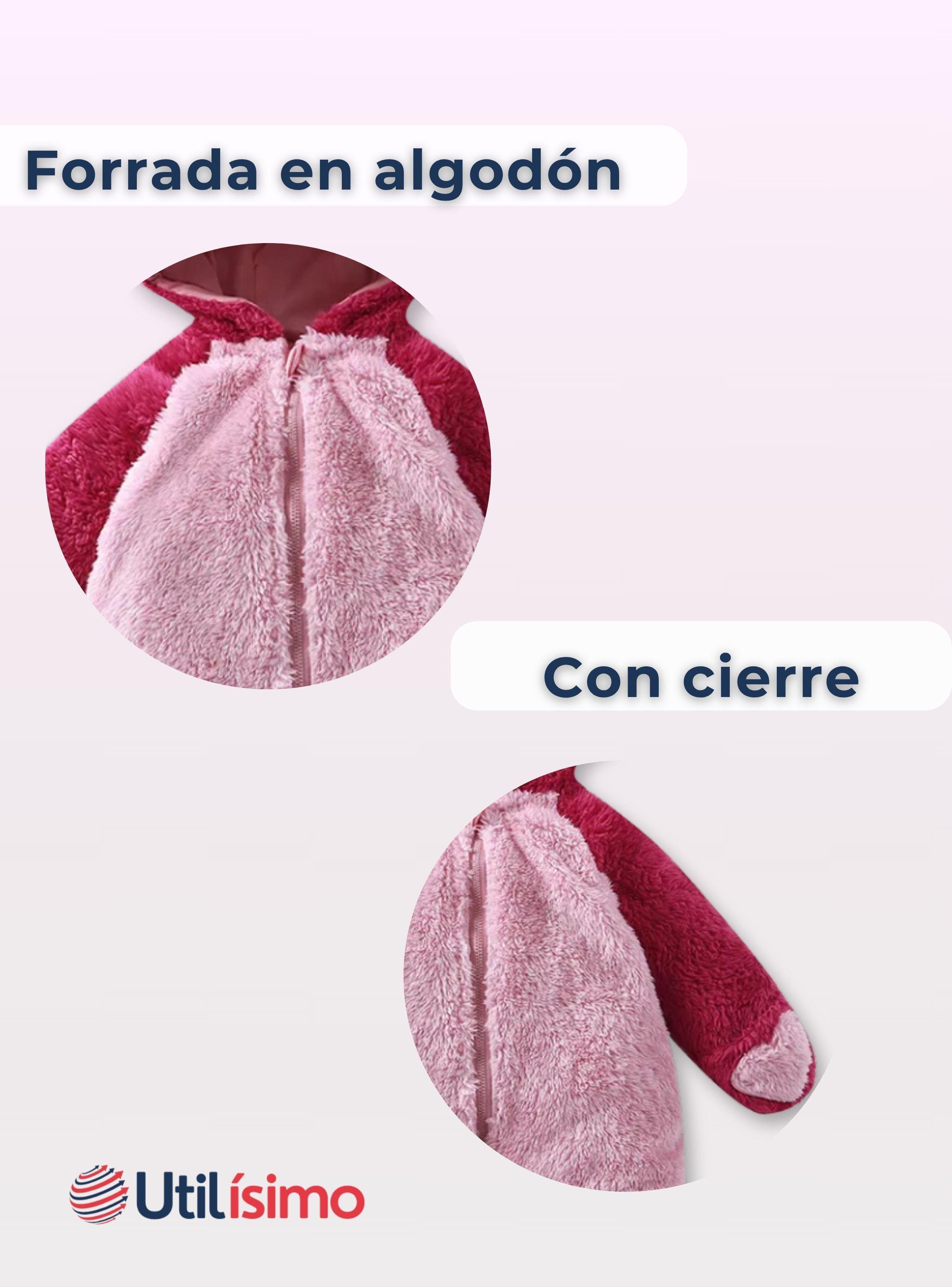 Enterito Con Capucha Polar  Bebé Conejito Rosado  -2