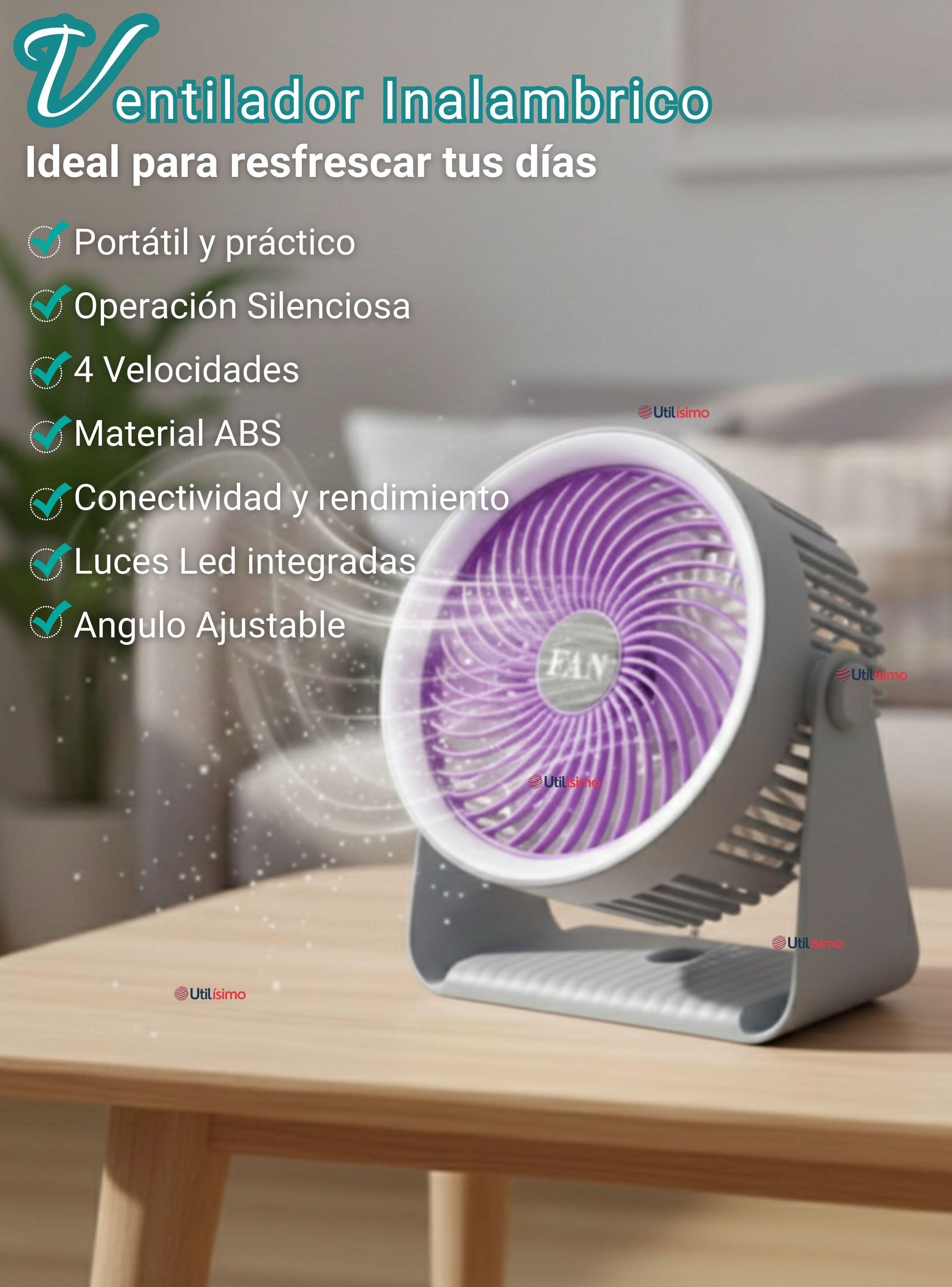 Mini Ventilador De Mesa Color Gris Silencioso Portátil y Recargable USB-2