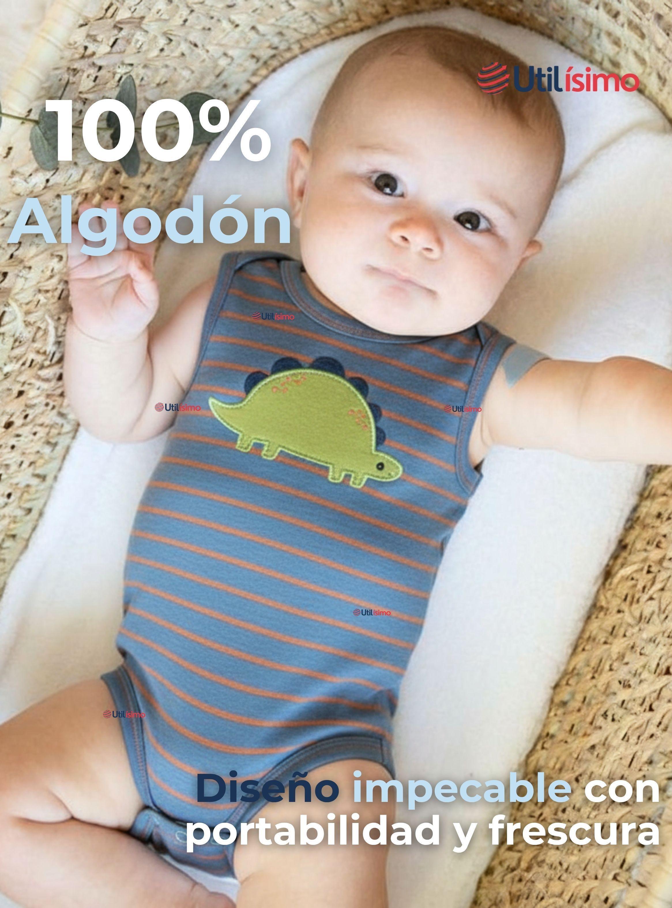 Pack 4 Bodys Niños Sin Manga Tedmimak 100% Algodón Baby Dino-2