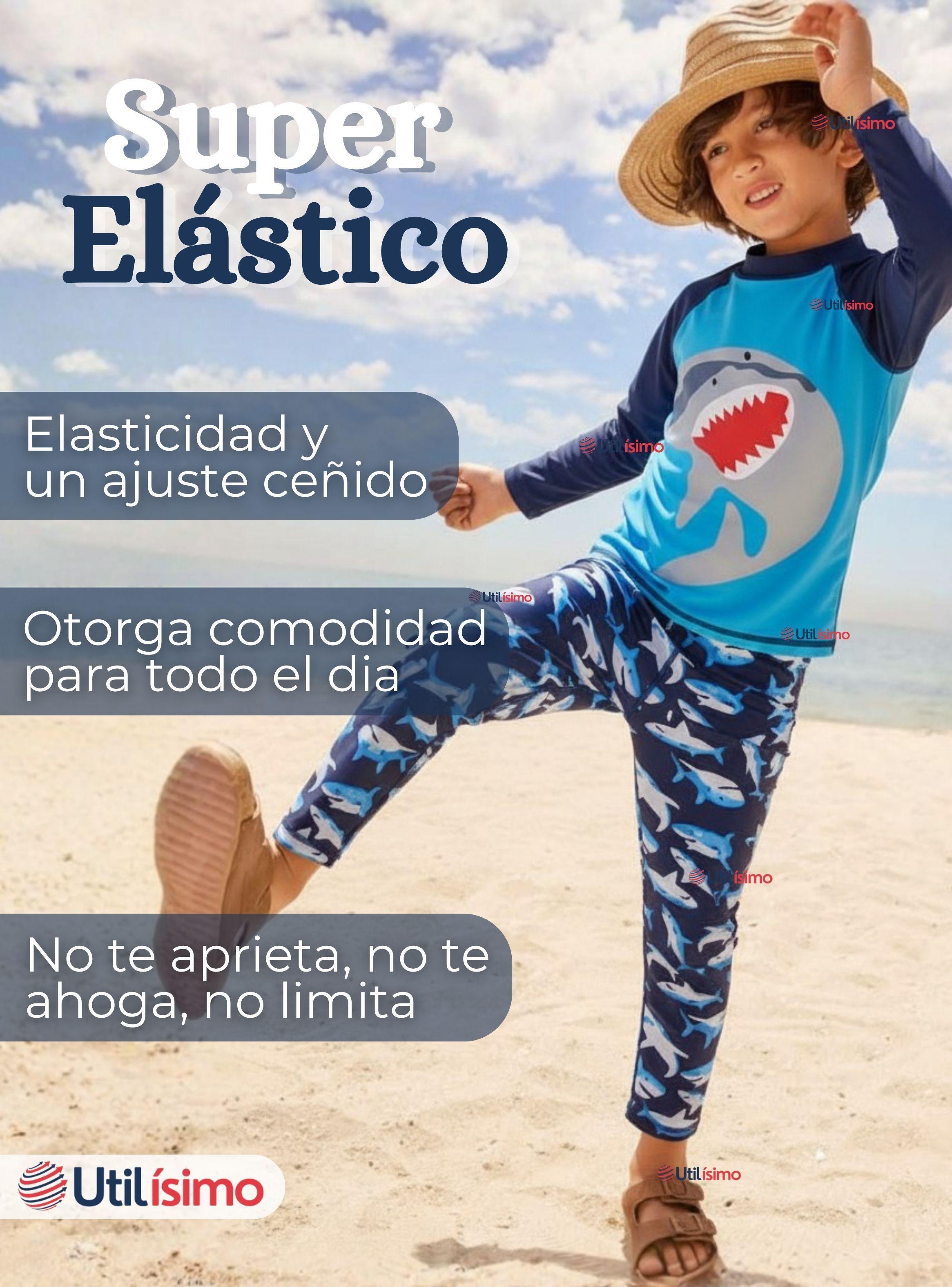 Traje de Baño Polera Manga Larga Pantalón Largo 2 Piezas Niño 3 a 11 años Blue Shark-4