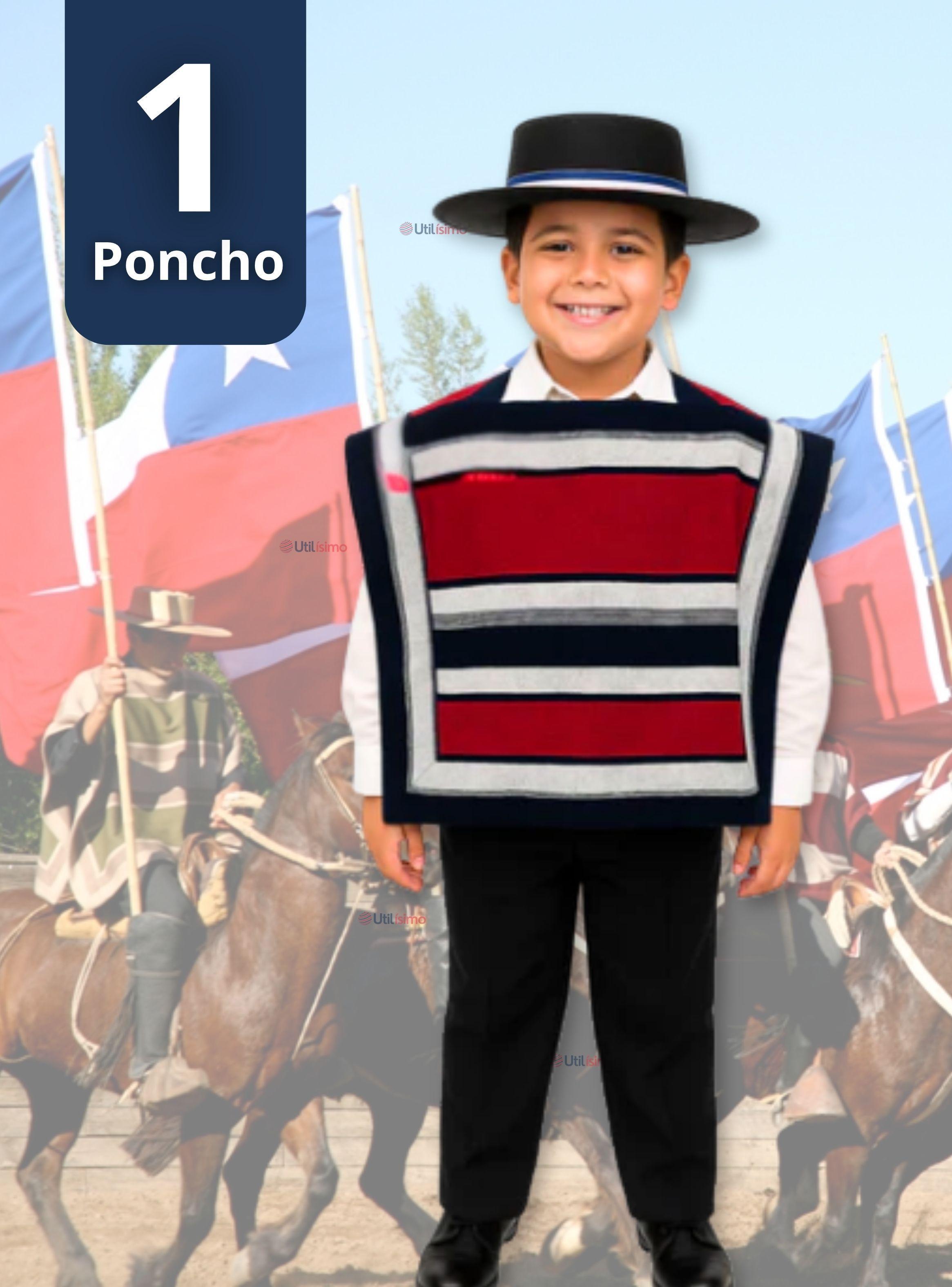 Poncho Manta Huaso Cueca Niños Fiestas Patrias-0