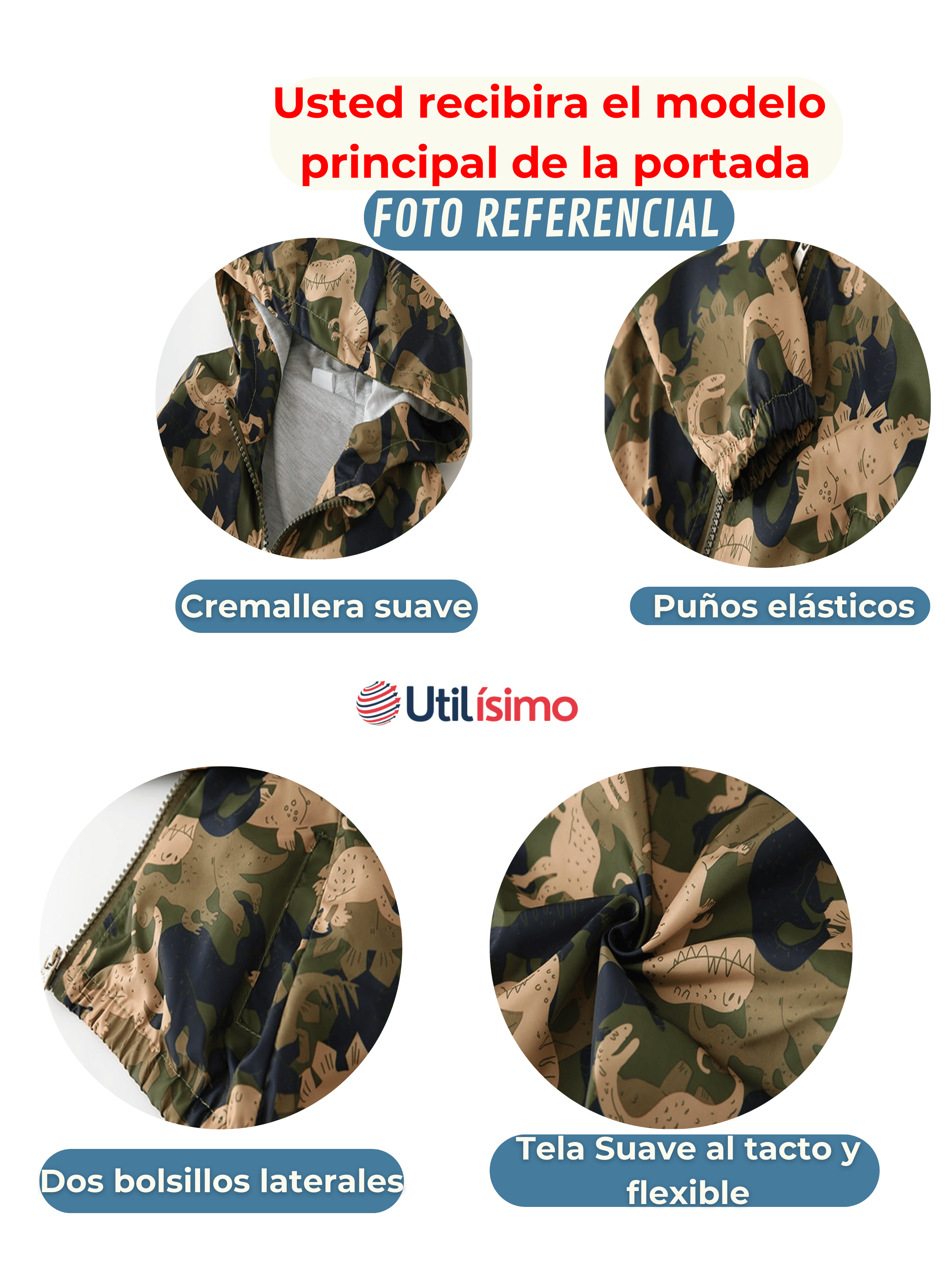 Cortaviento Impermeable Chaqueta Estampado Niño Y Bebé Jump Kids Sky Blue Dinosaurs-4