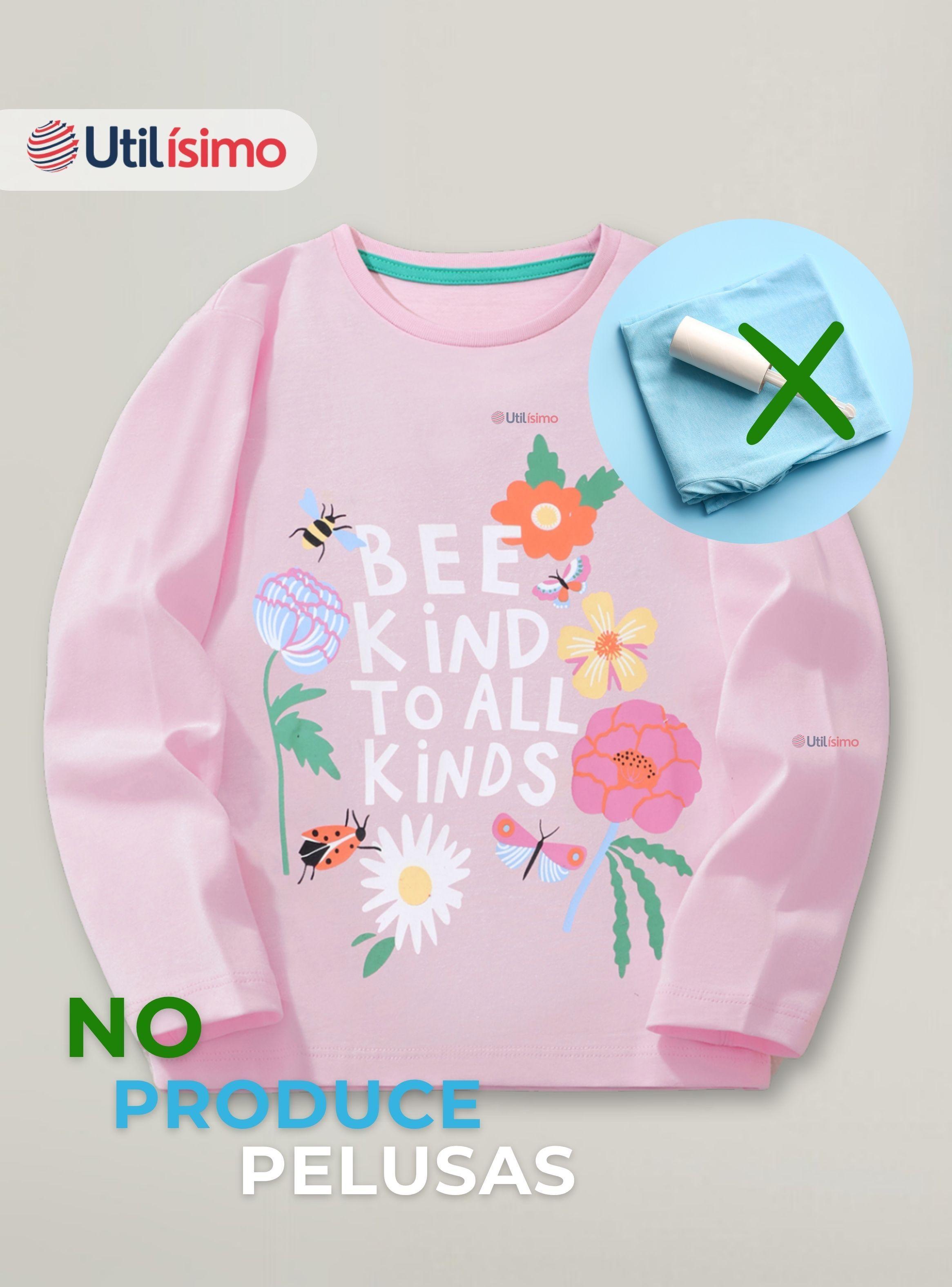  Polera Algodón Manga Larga Niña Camiseta Flores Rosado-7