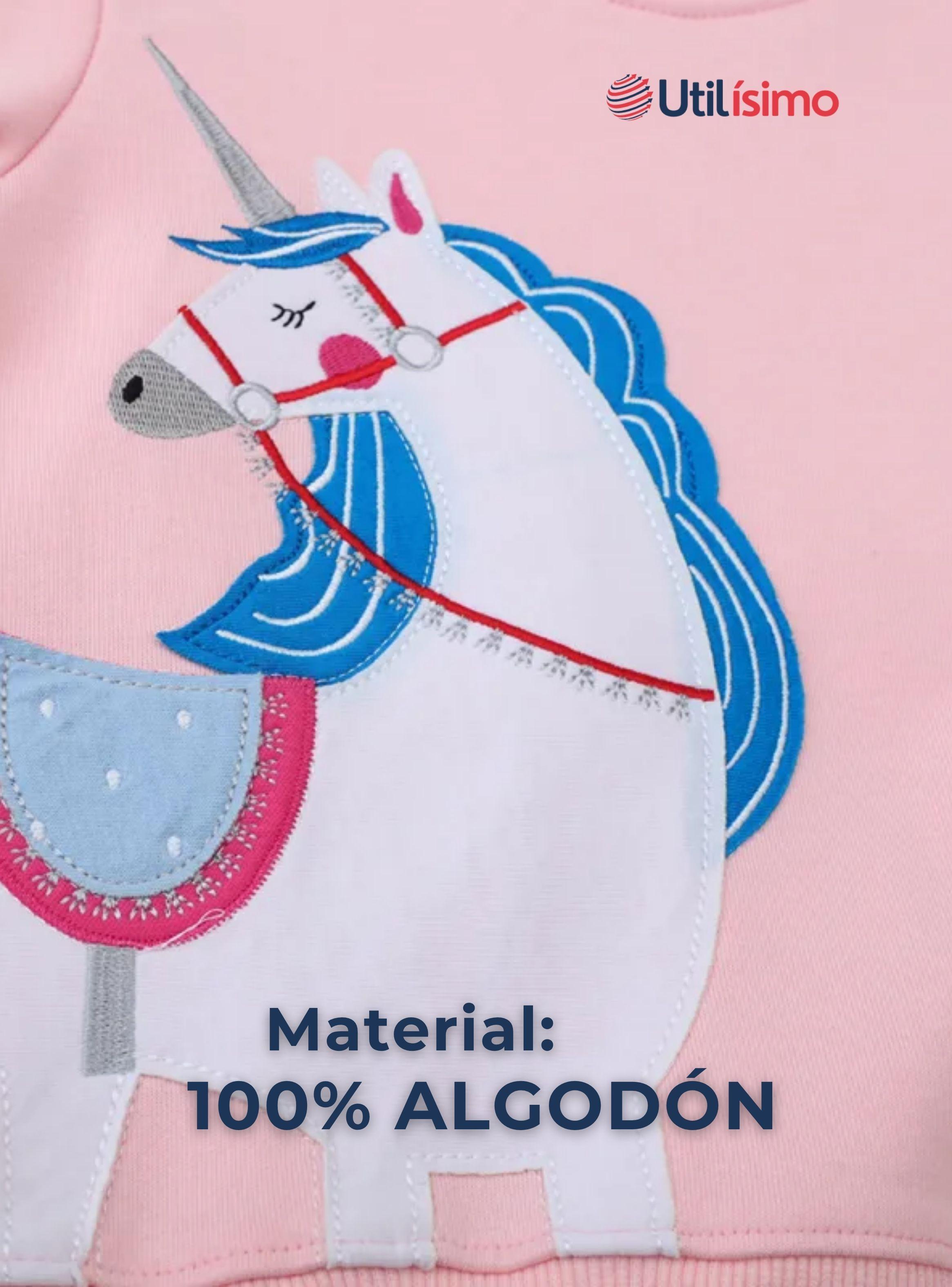 Polerón Algodón Cuello Redondo Niñas Rosado Unicornio-4