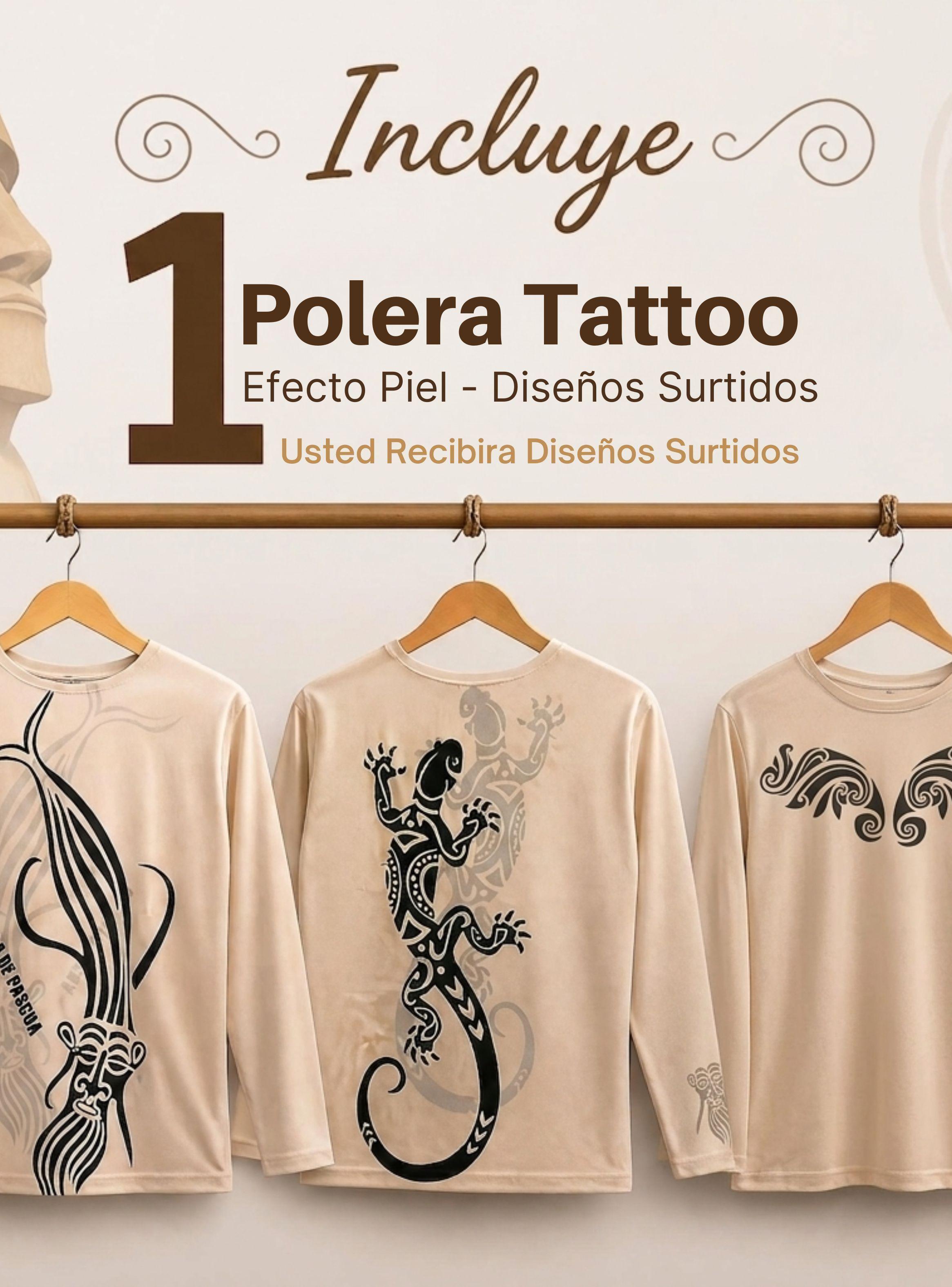 Polera Efecto Piel Tatuaje Falso Juvenil Rapa Nui Fiestas Patrias-2