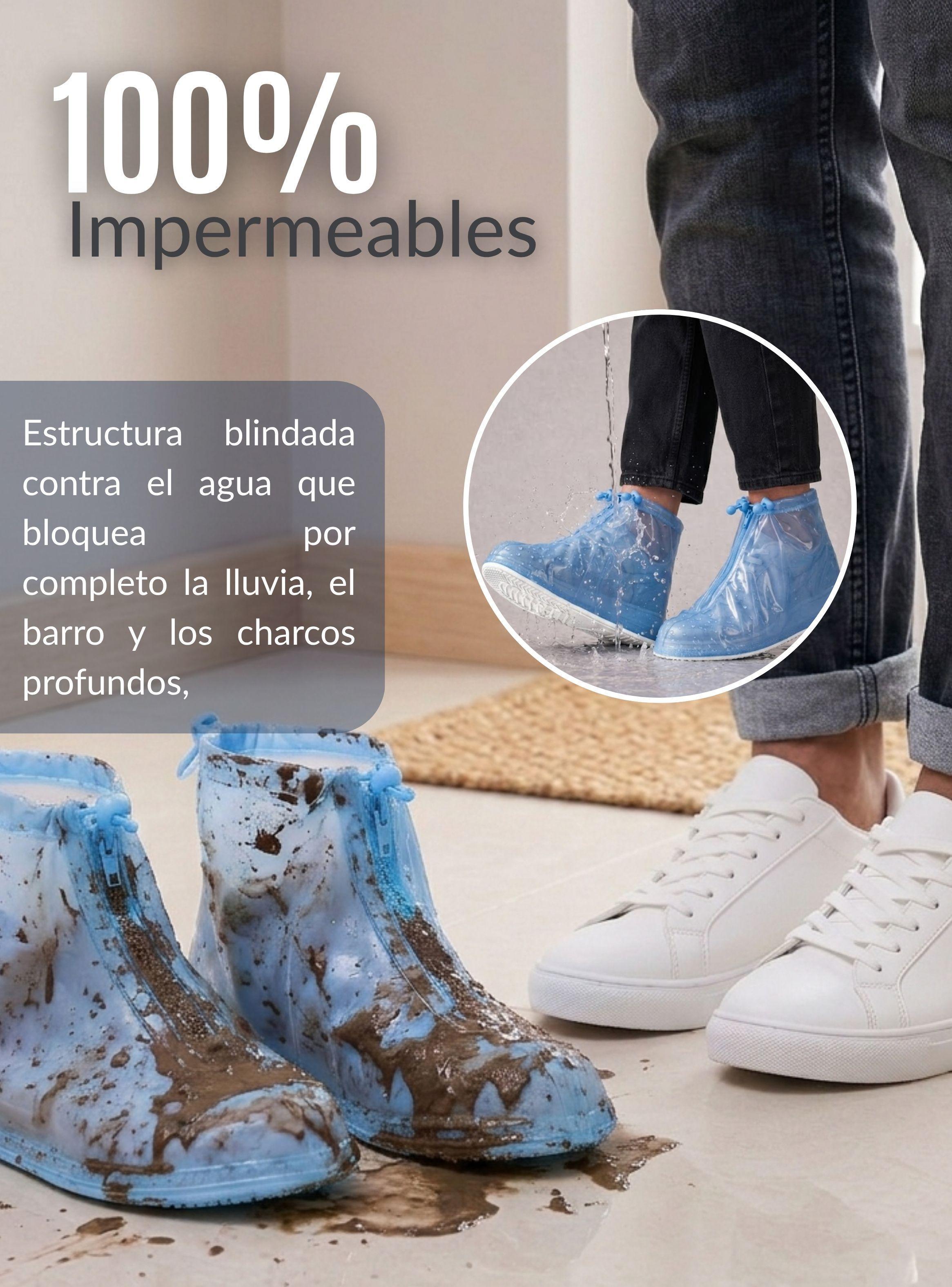 Fundas Cubre Calzado Impermeables Aislante Lluvia Azul 1 Par-5