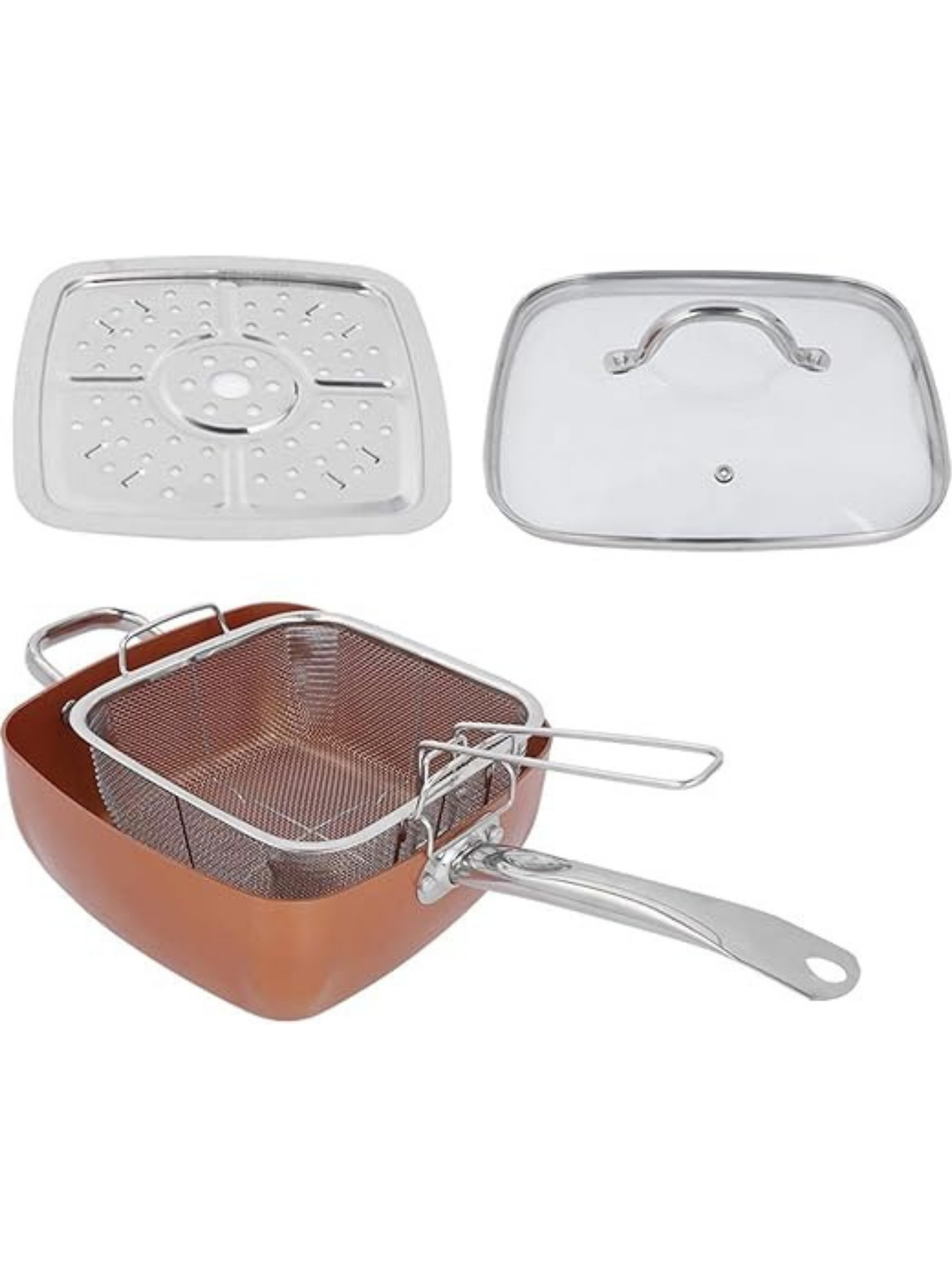 Sartén De Cobre Multiuso Antiadherente con Cesta-3