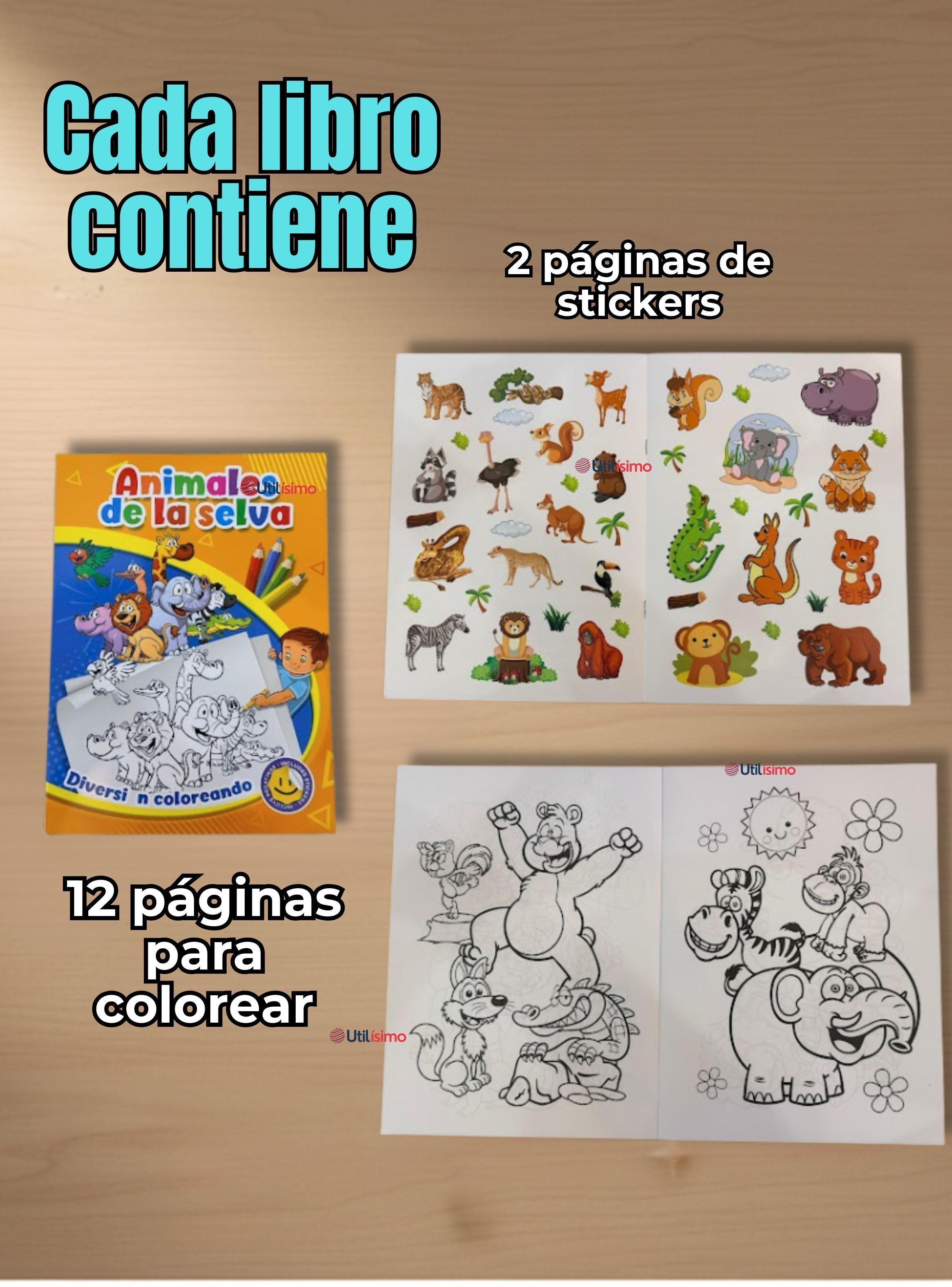 Pack 3 Libros Para Colorear Pintar Educativo Con Stickers para Niños Diseños Surtidos-3