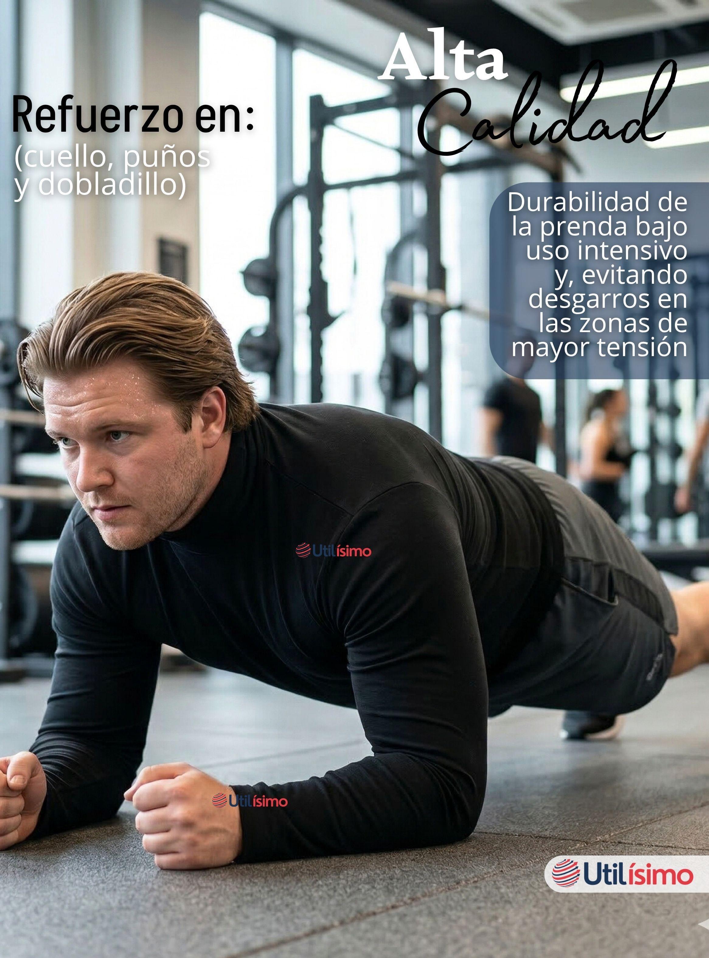 Camiseta Polera Polar Primera Capa Cuello Beatle Manga Larga Negro Hombre-7